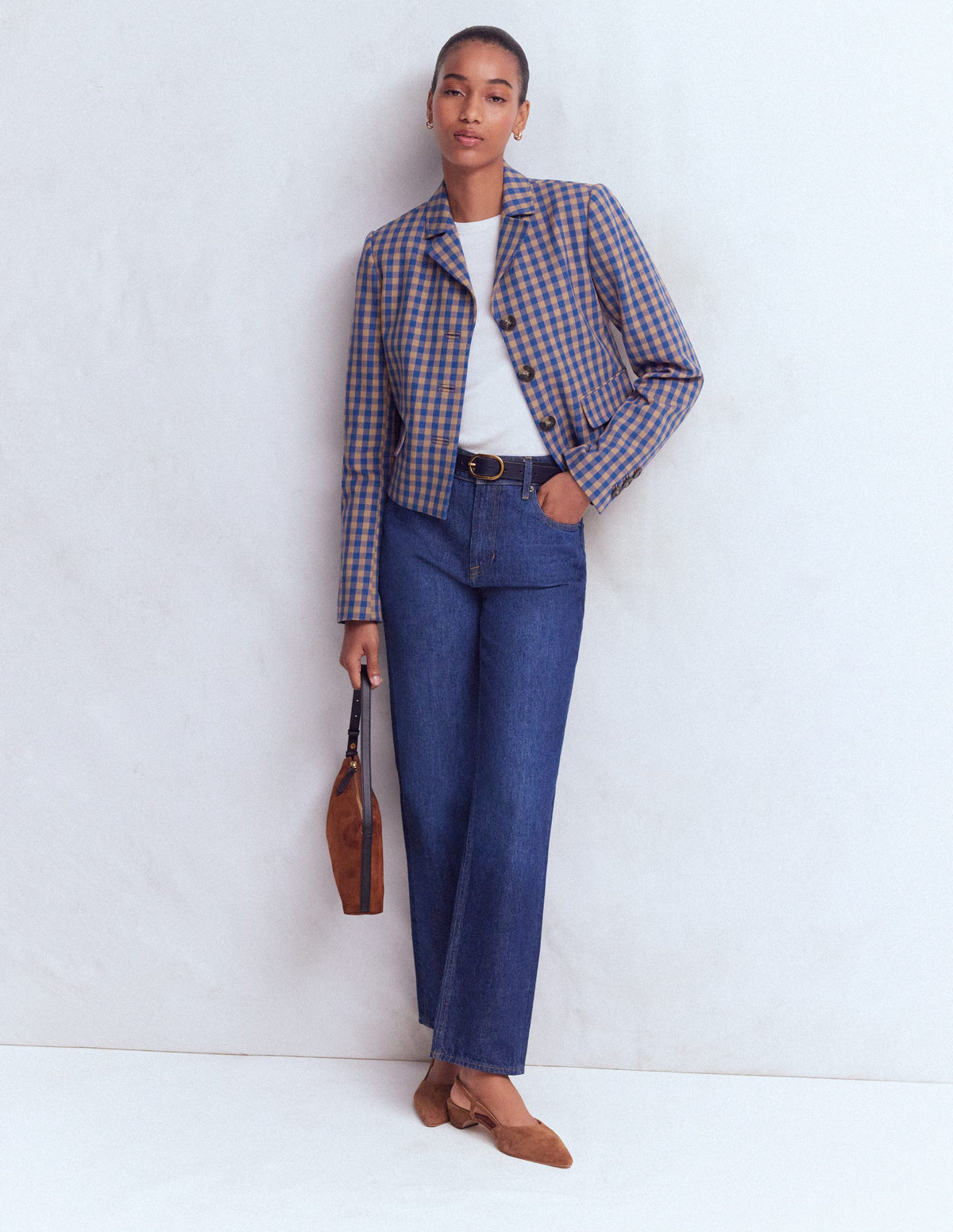 Dartmouth Cotton Blazer-Camel, Blue Gingham-7