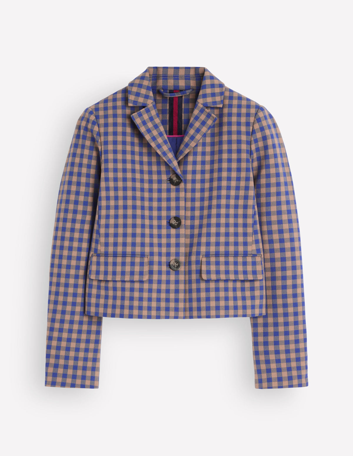 Dartmouth Cotton Blazer-Camel, Blue Gingham - Image 7