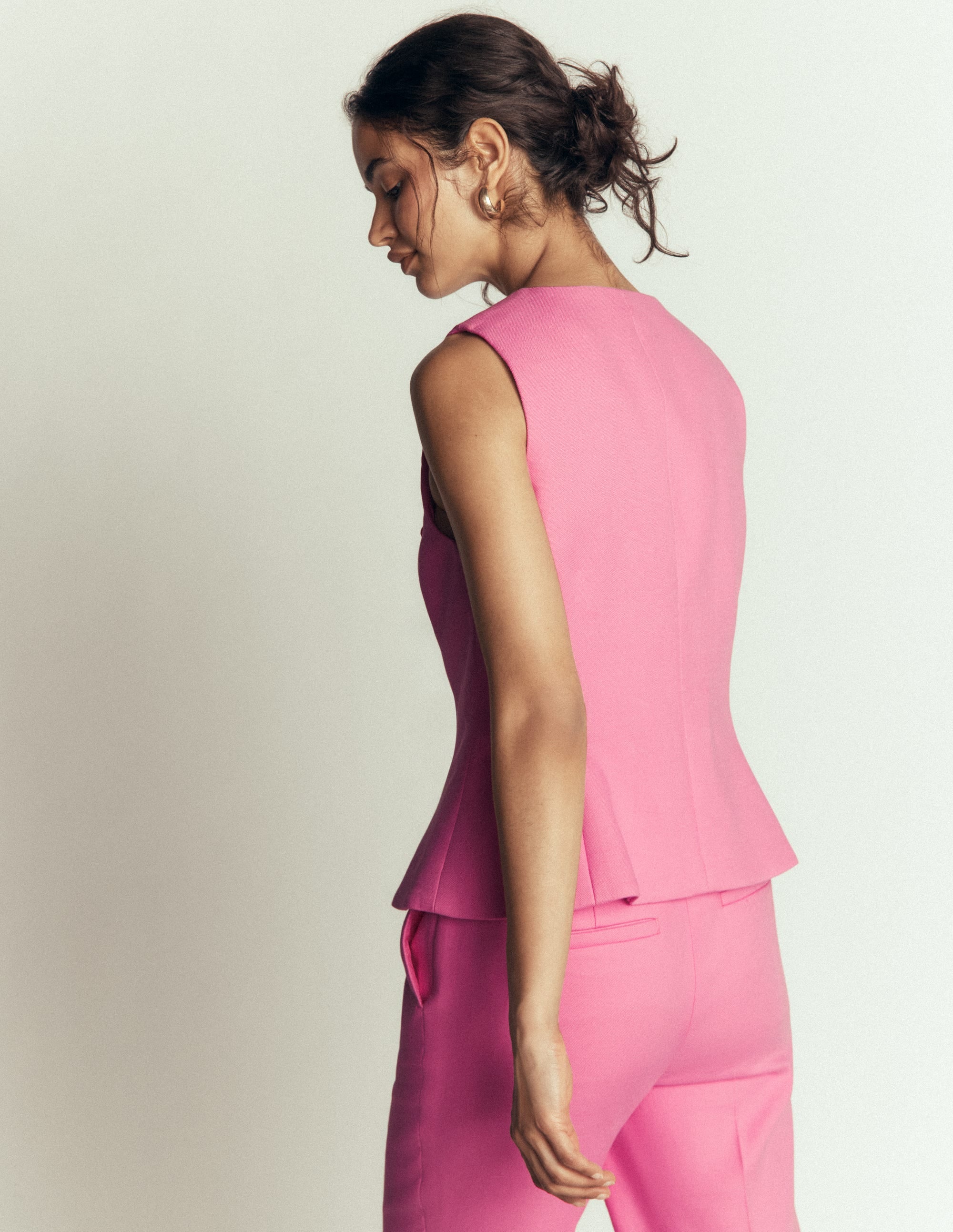 Textured Peplum Waistcoat-Wild Pink - Image 4