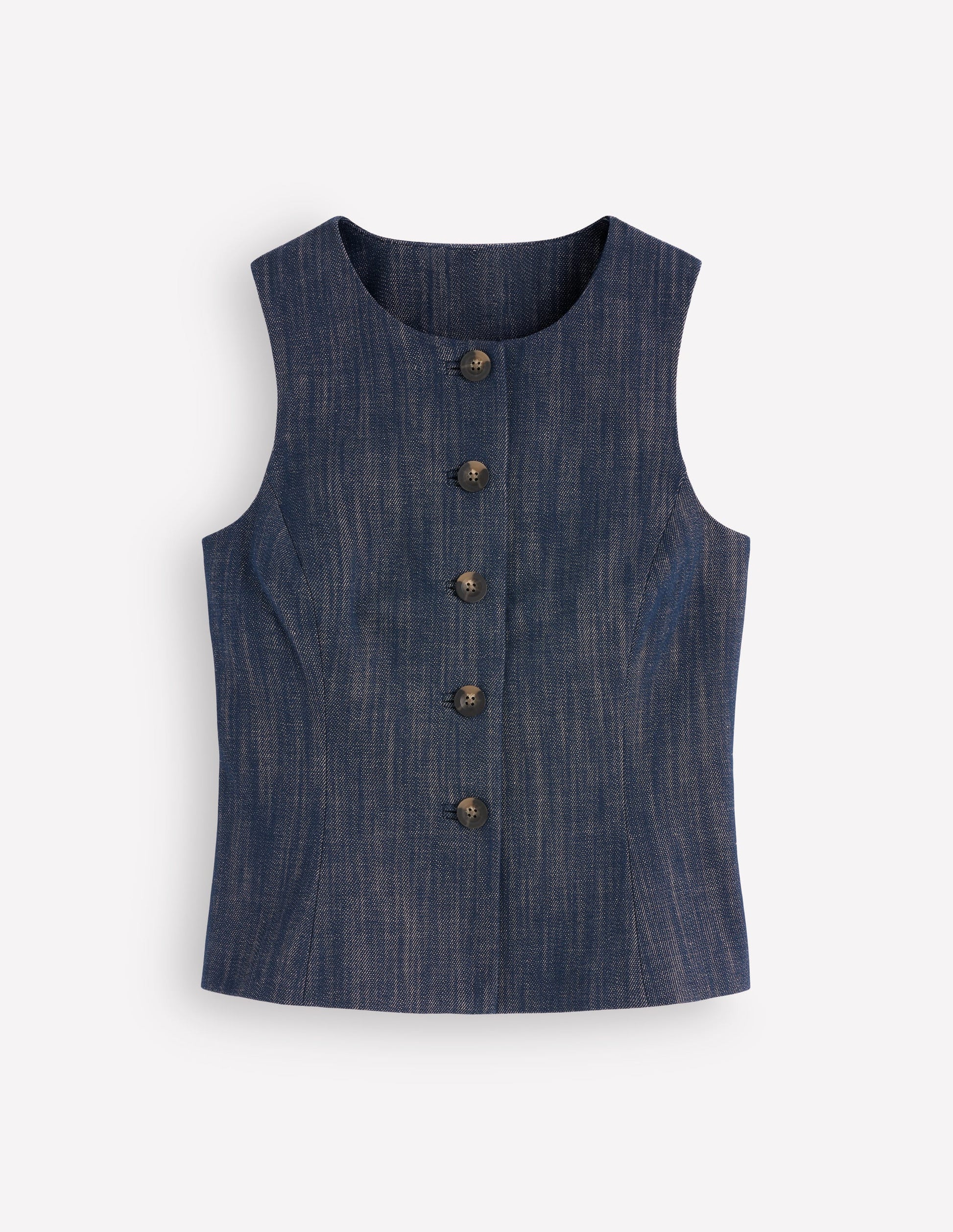 Twill Peplum Waistcoat-Indigo-6