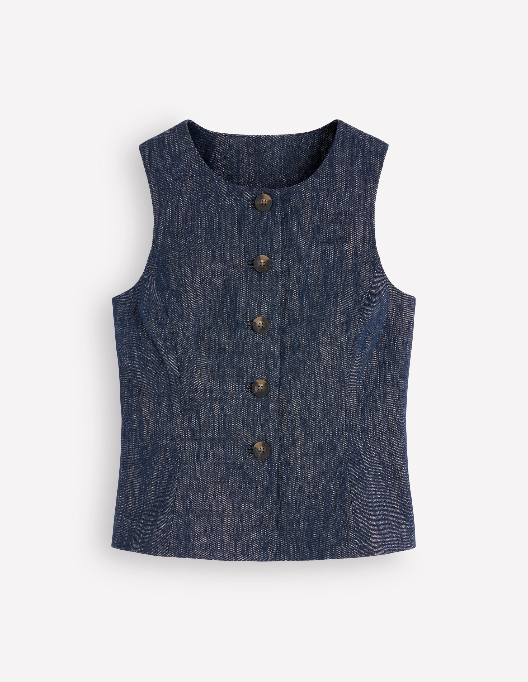 Twill Peplum Waistcoat-Indigo - Image 6