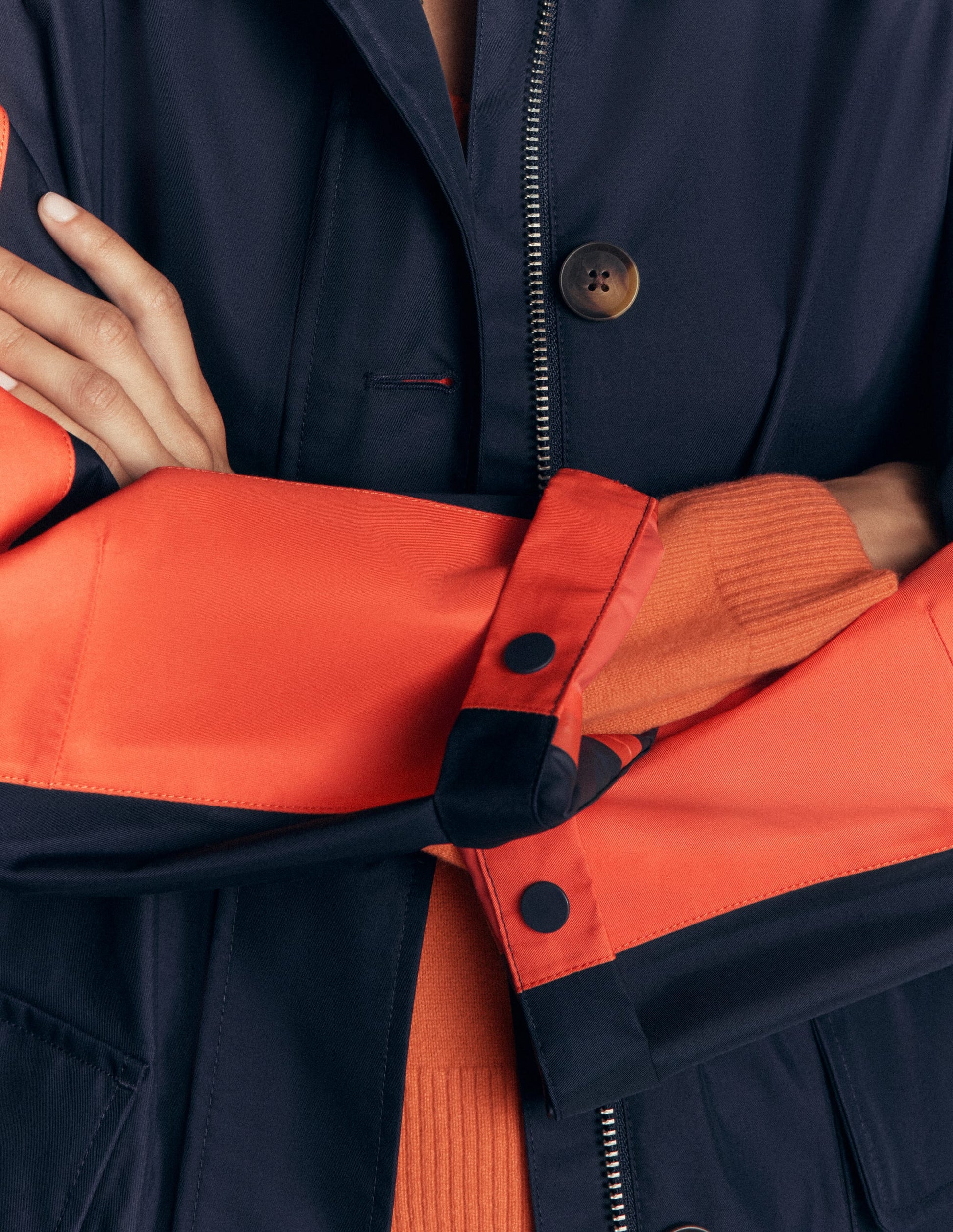 Colour block Raincoat-Navy-6