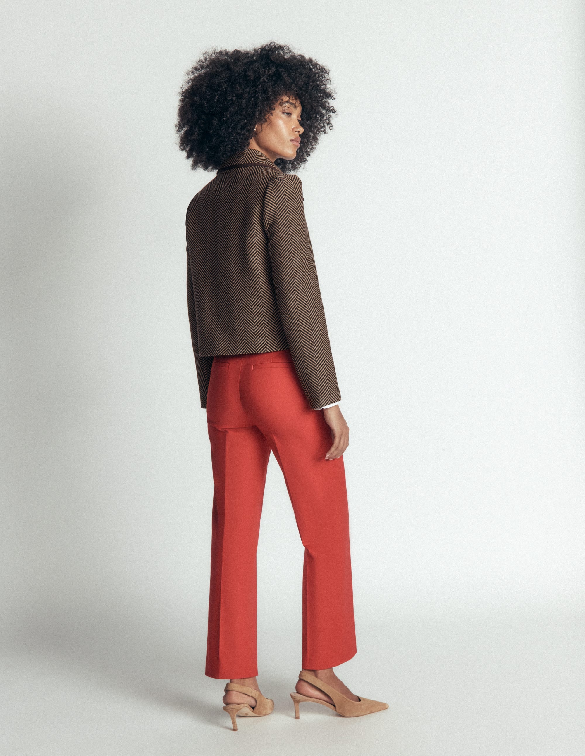 Branscombe Wool Bow Jacket-Brown Herringbone - Image 3