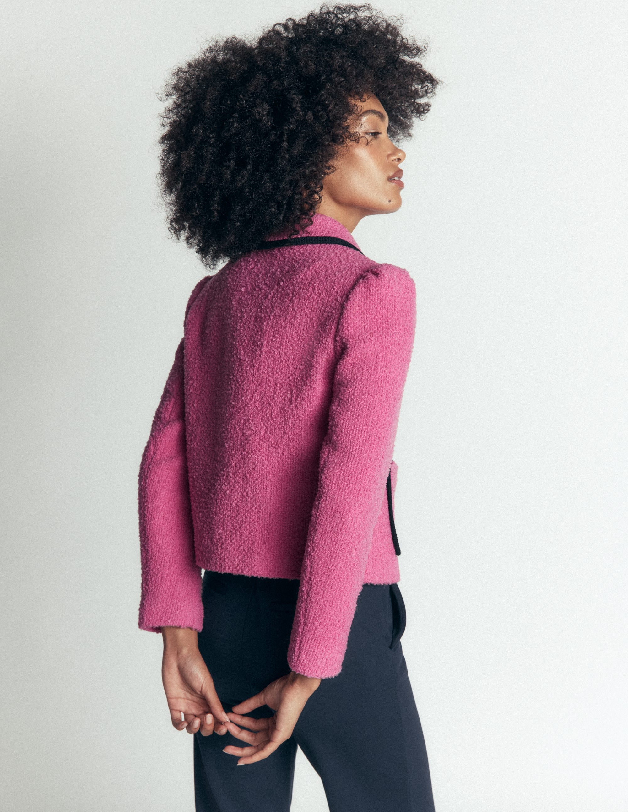 Branscombe Wool Bow Jacket-Pink Solid - Image 3