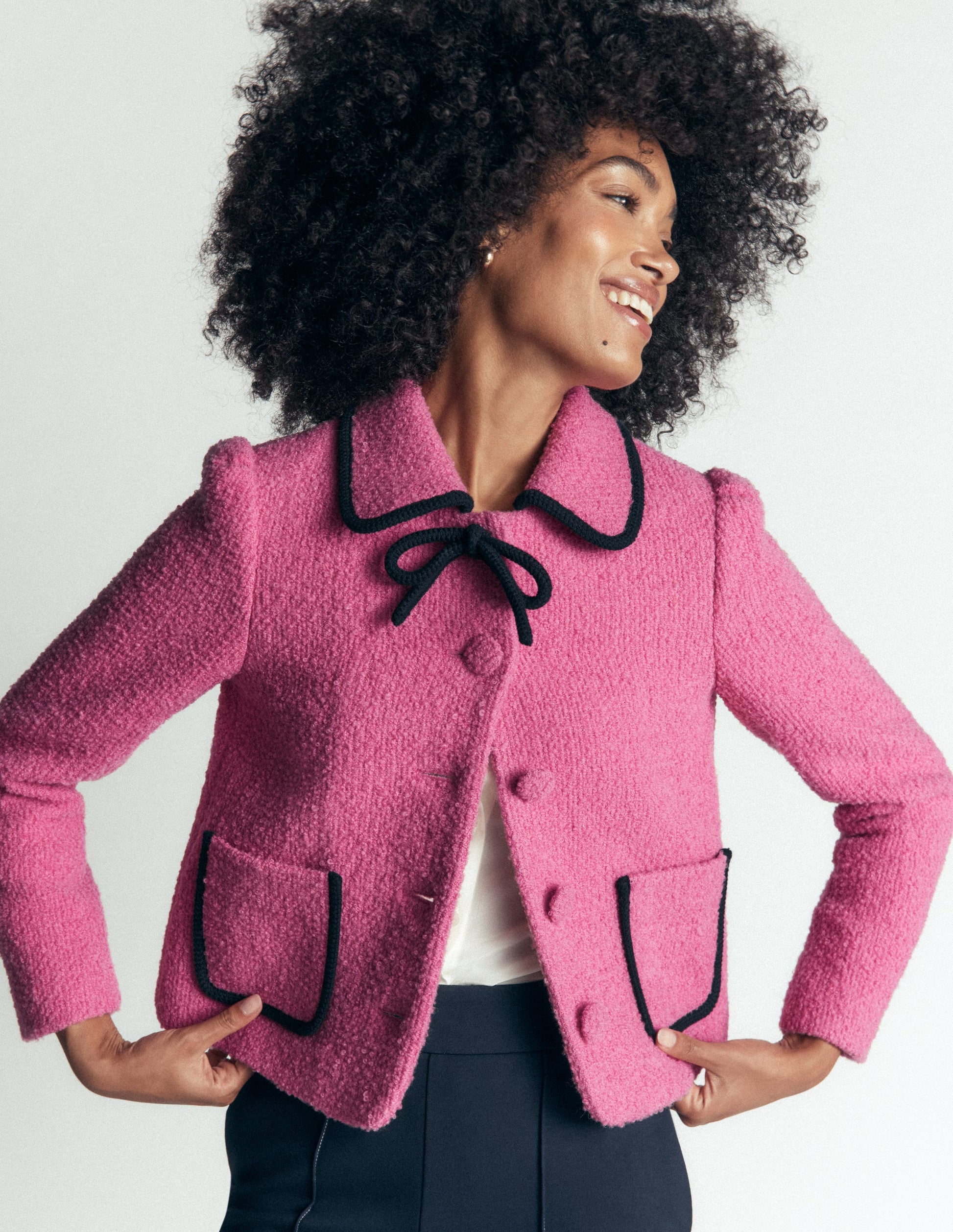 Branscombe Wool Bow Jacket-Pink Solid-6
