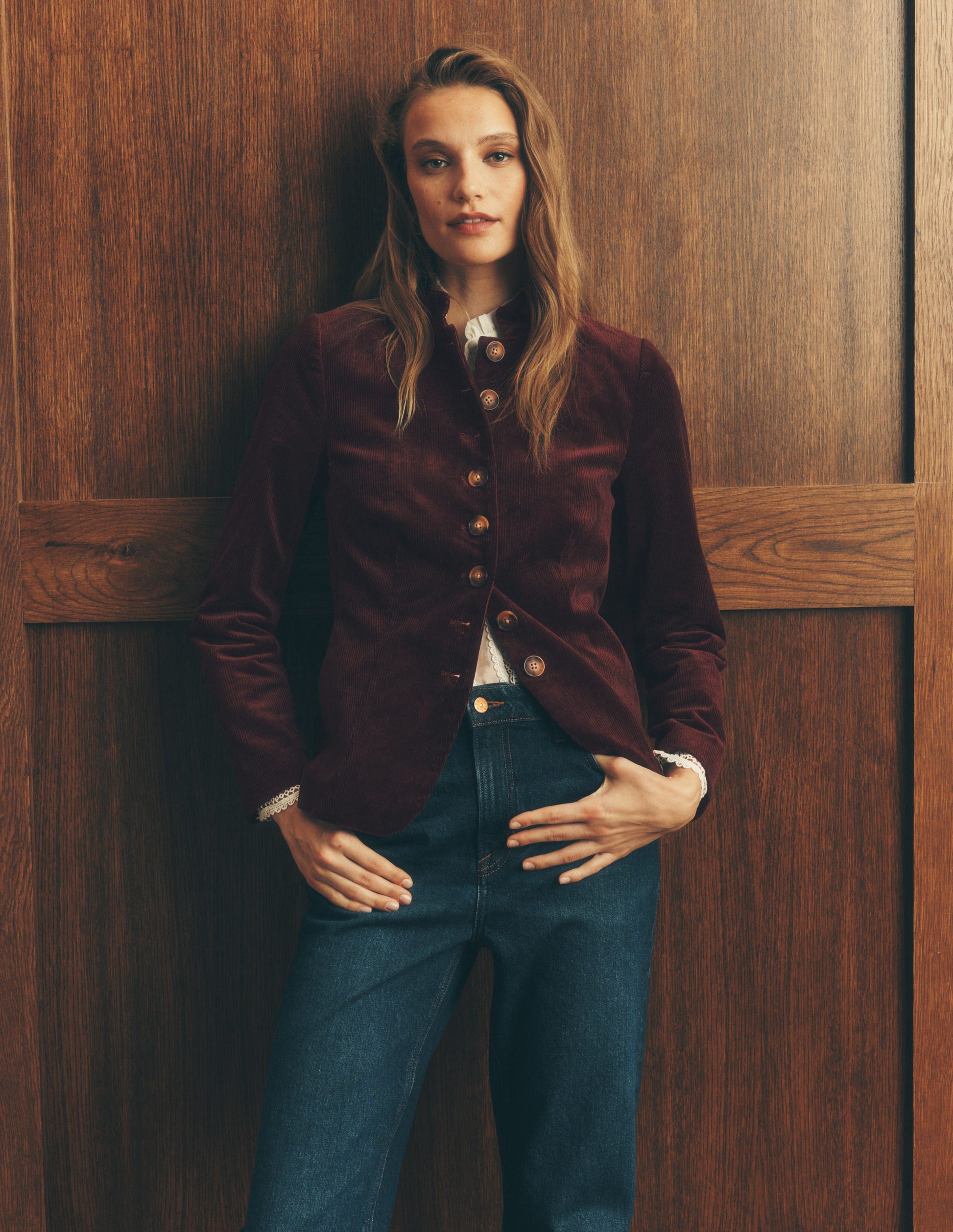 Hereford Military Cord Jacket-Dark Cherry-1