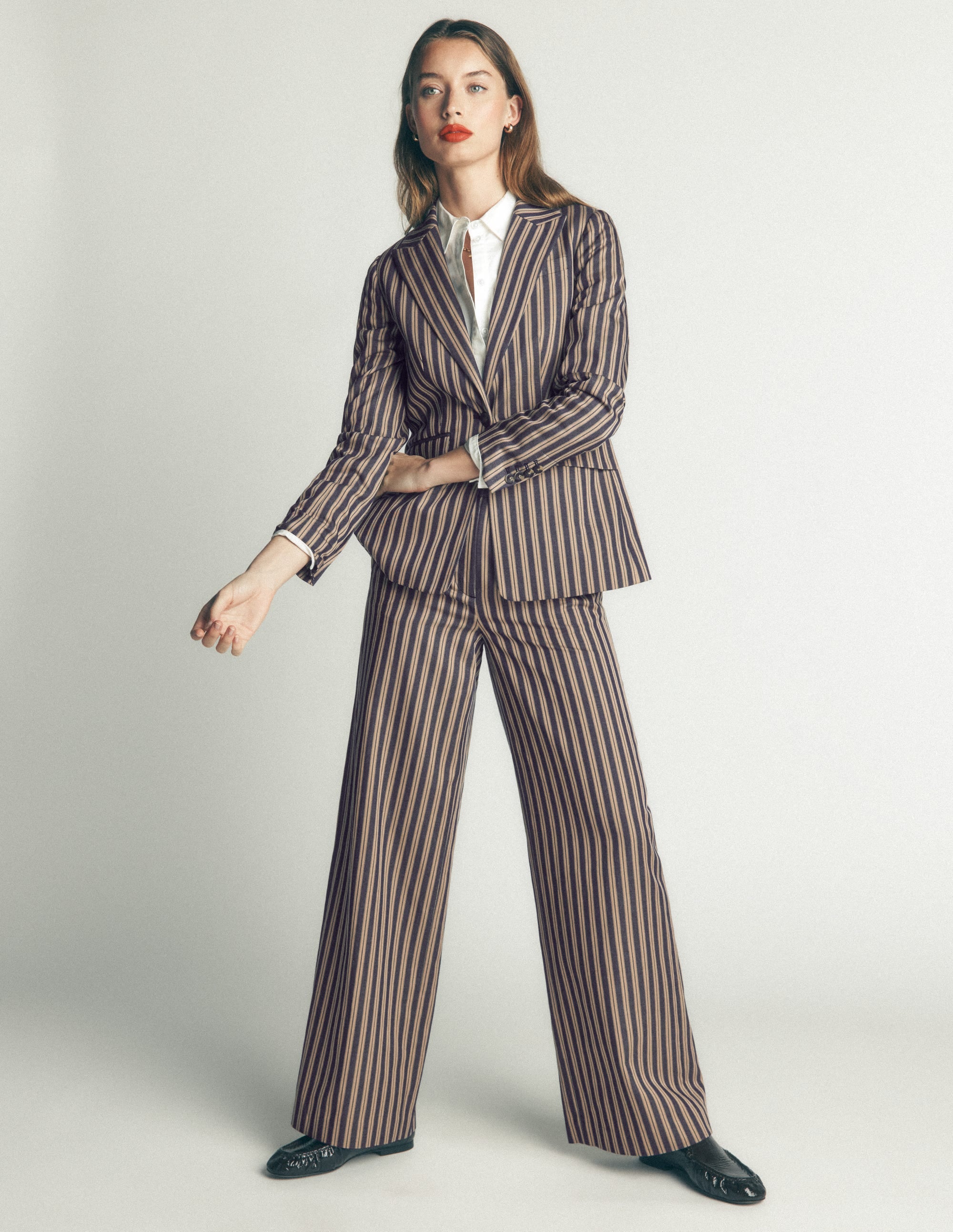 Stamford Tailored Blazer-Navy, Camel Tram Stripe - Image 5