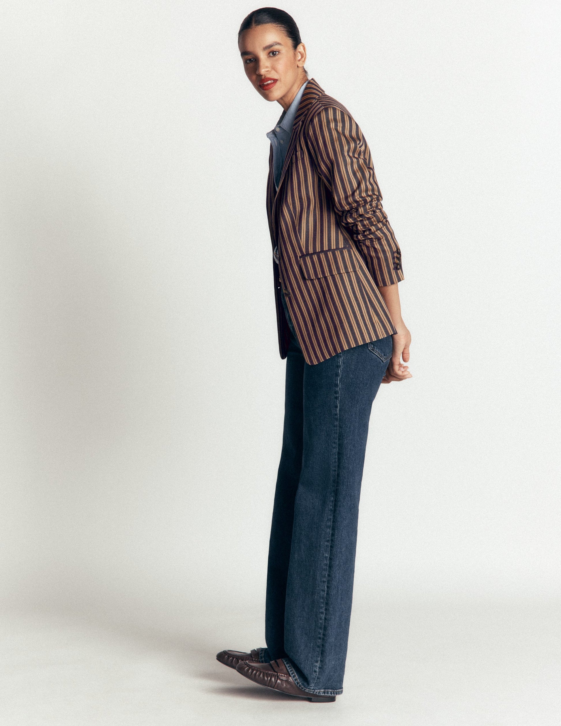 Stamford Tailored Blazer-Navy, Camel Tram Stripe-8