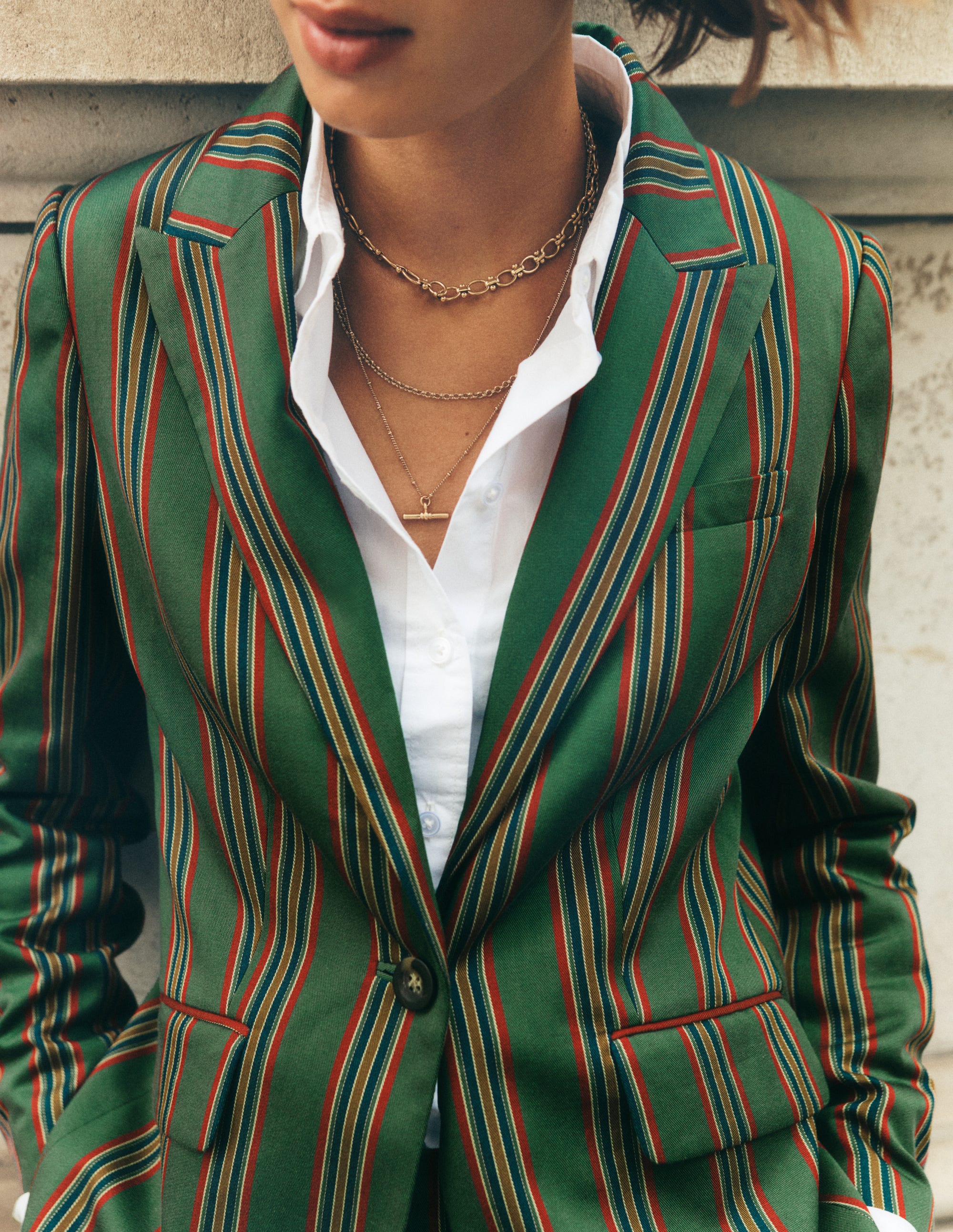 Woodbridge Tailored Blazer-Green, Collegic Stripe - Image 2