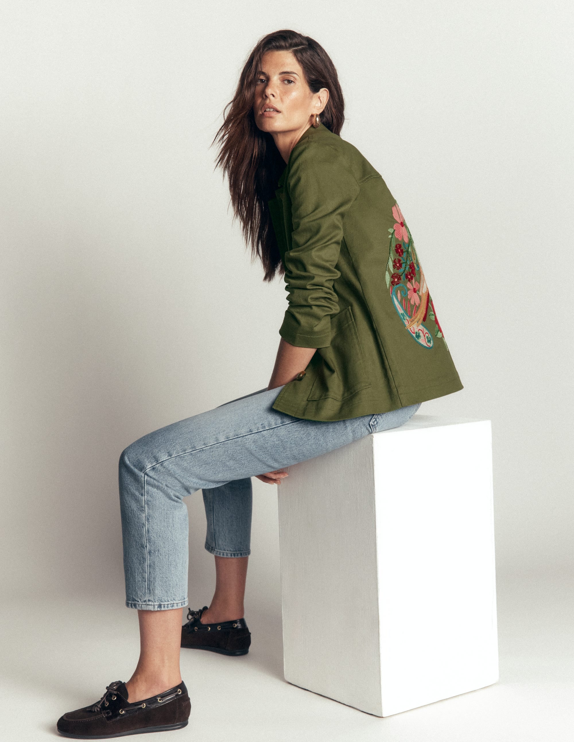 Fife Cotton Chore Jacket-Khaki Embellished - Image 1
