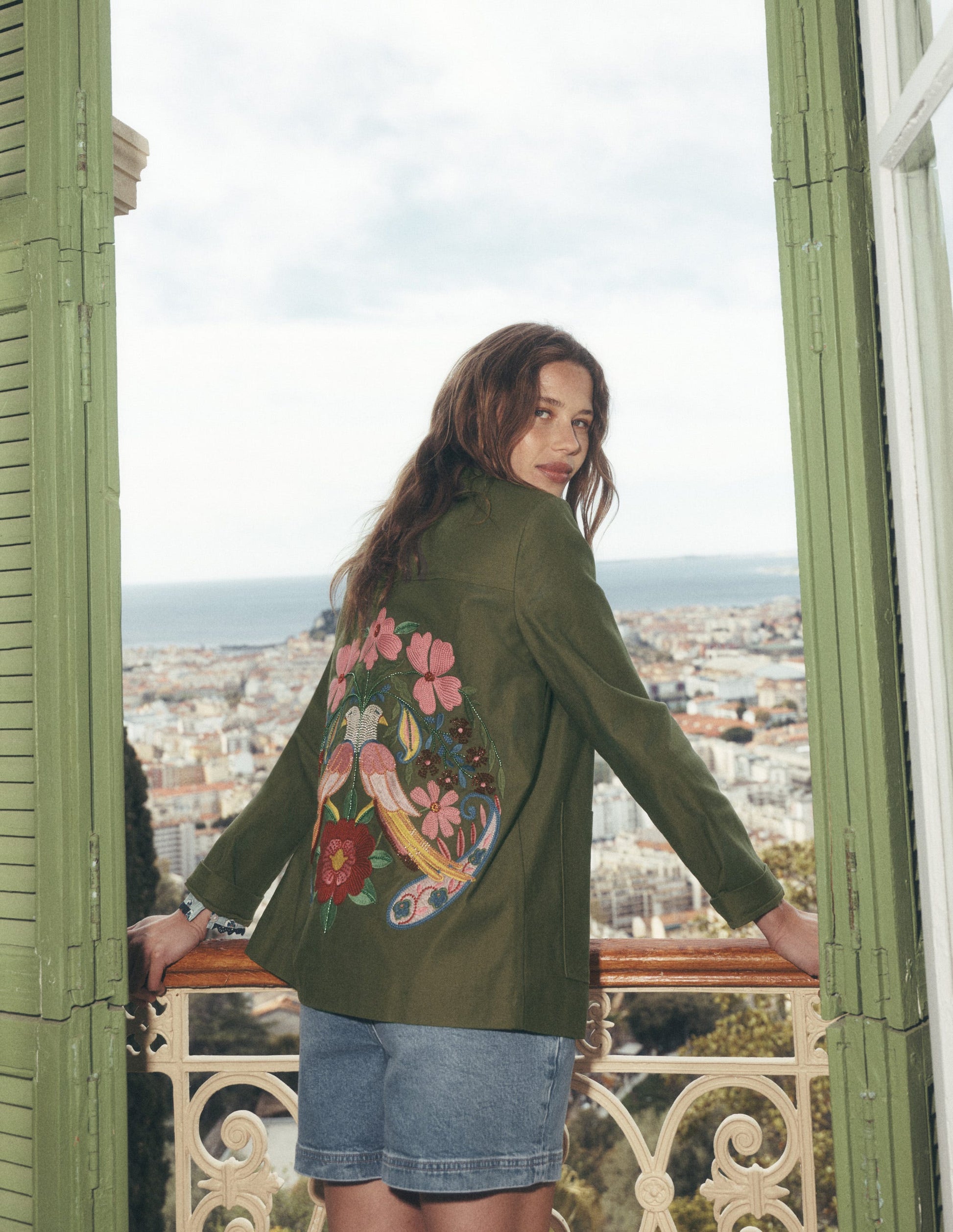 Fife Cotton Chore Jacket-Khaki Embellished-6
