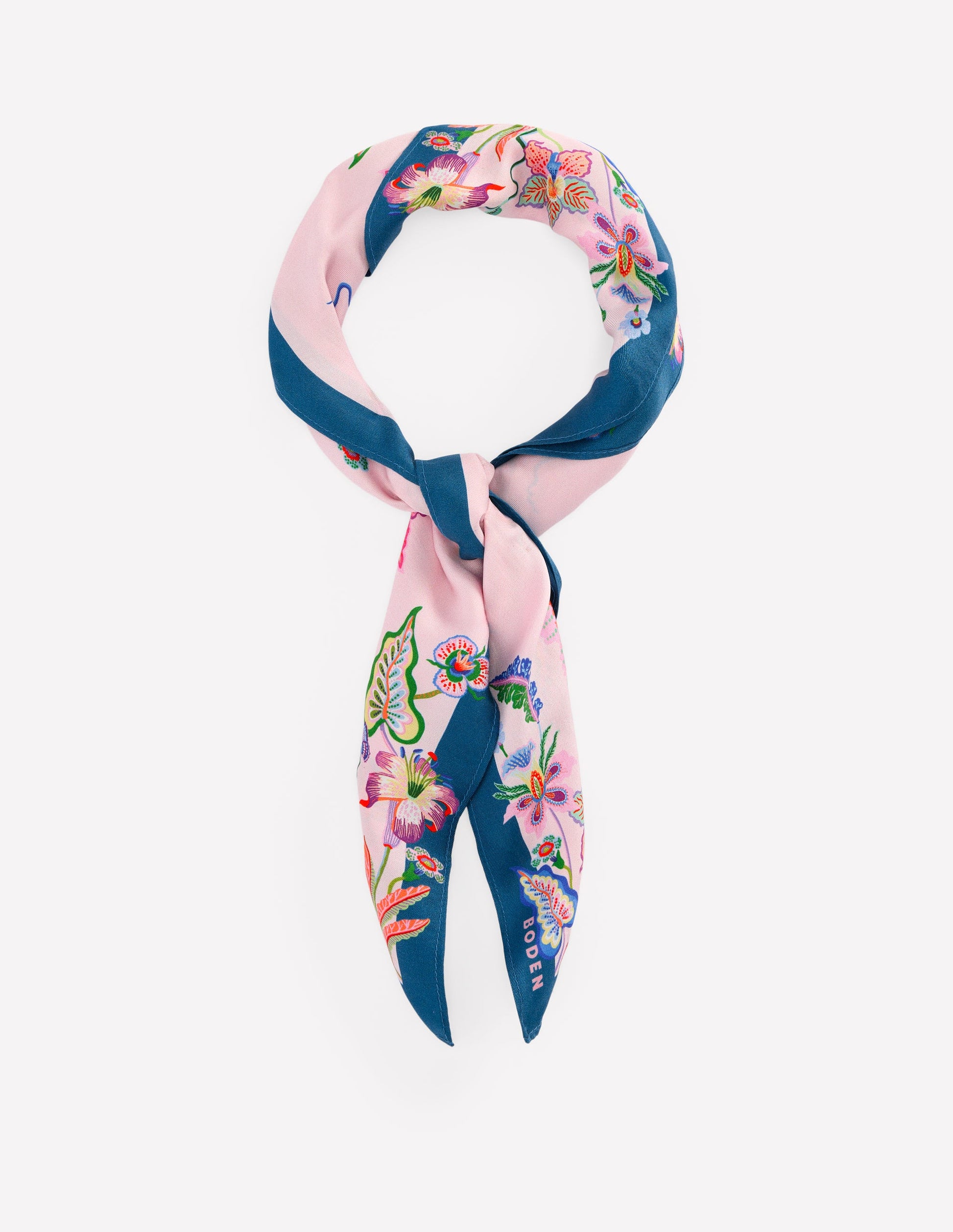 Elisabeth Silk Square Scarf-Tourmaline Blue, Orchid Canopy-2