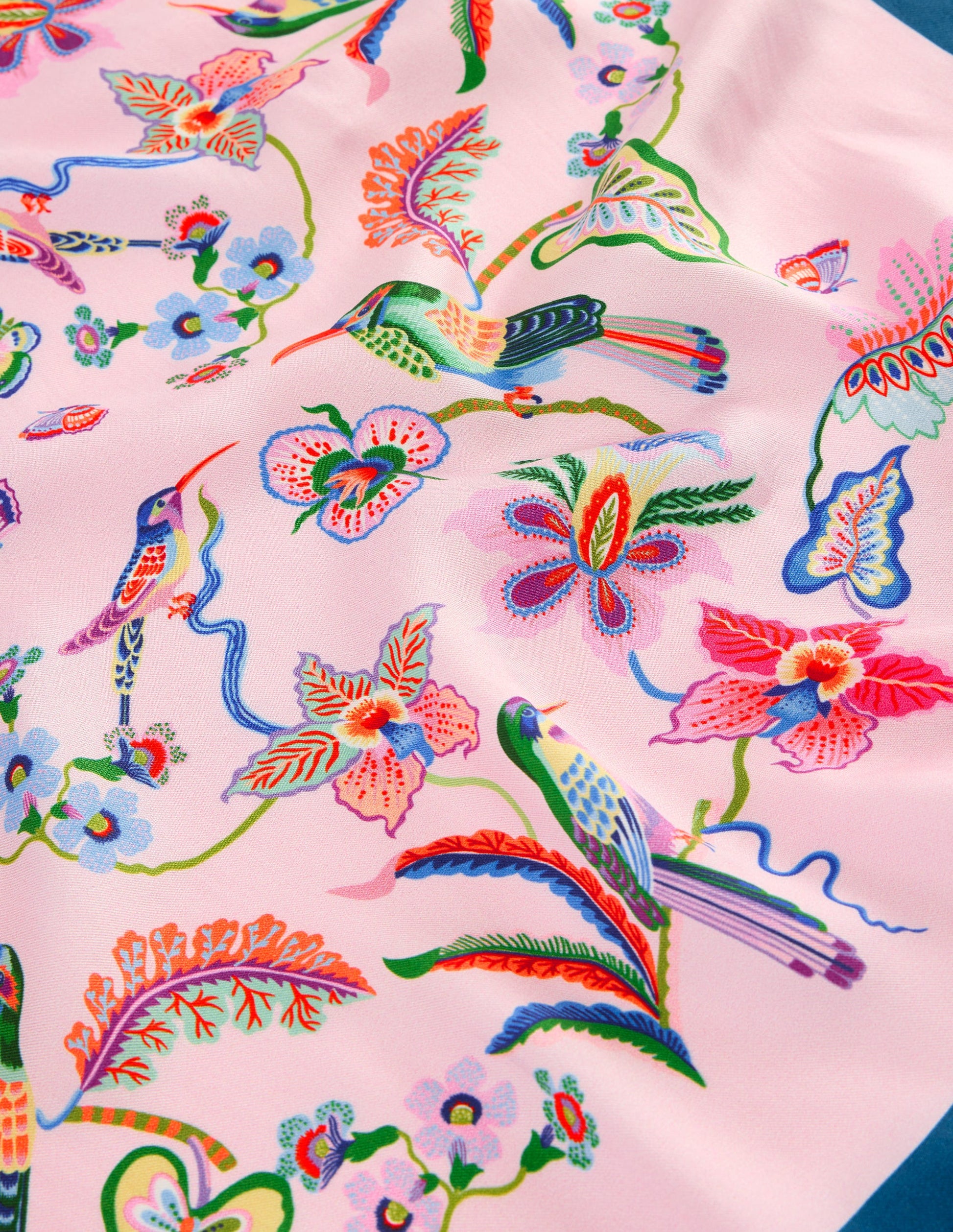 Elisabeth Silk Square Scarf-Tourmaline Blue, Orchid Canopy-3