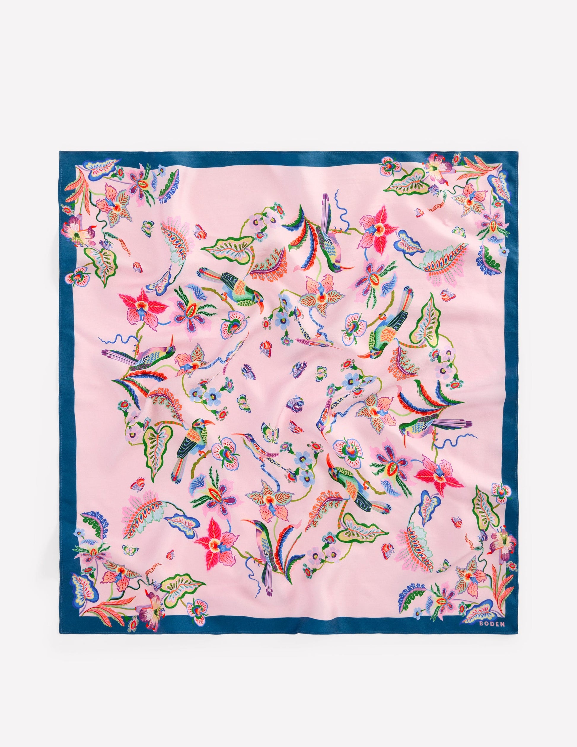 Elisabeth Silk Square Scarf-Tourmaline Blue, Orchid Canopy-4