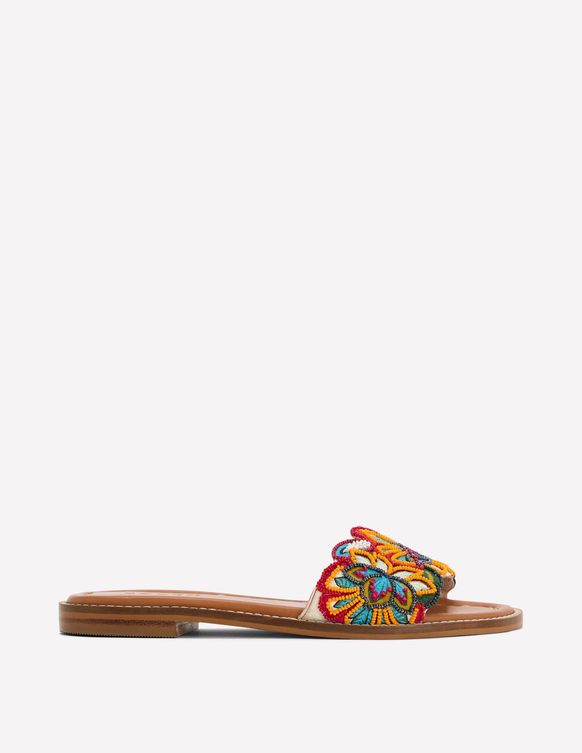Beaded Flower Flat Sandal-Floral Multi Embroidery - Image 1
