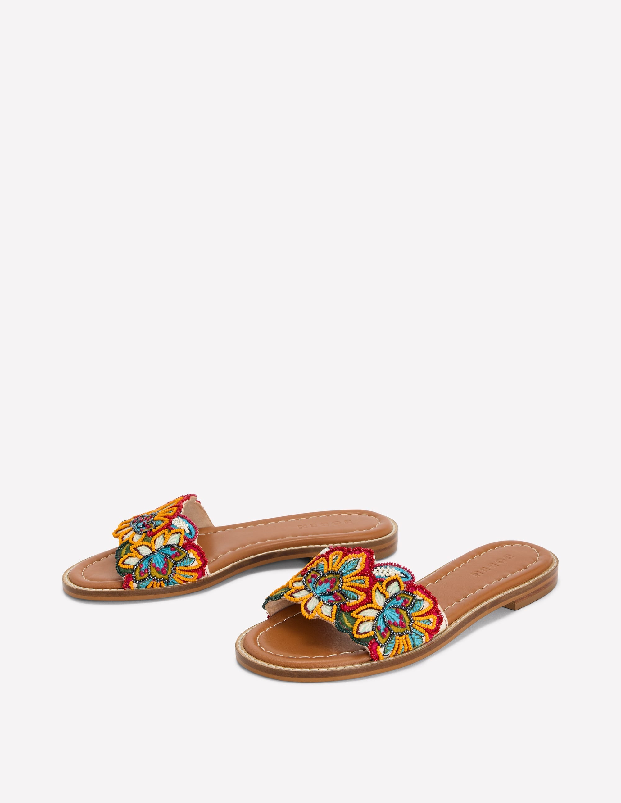 Beaded Flower Flat Sandal-Floral Multi Embroidery - Image 3