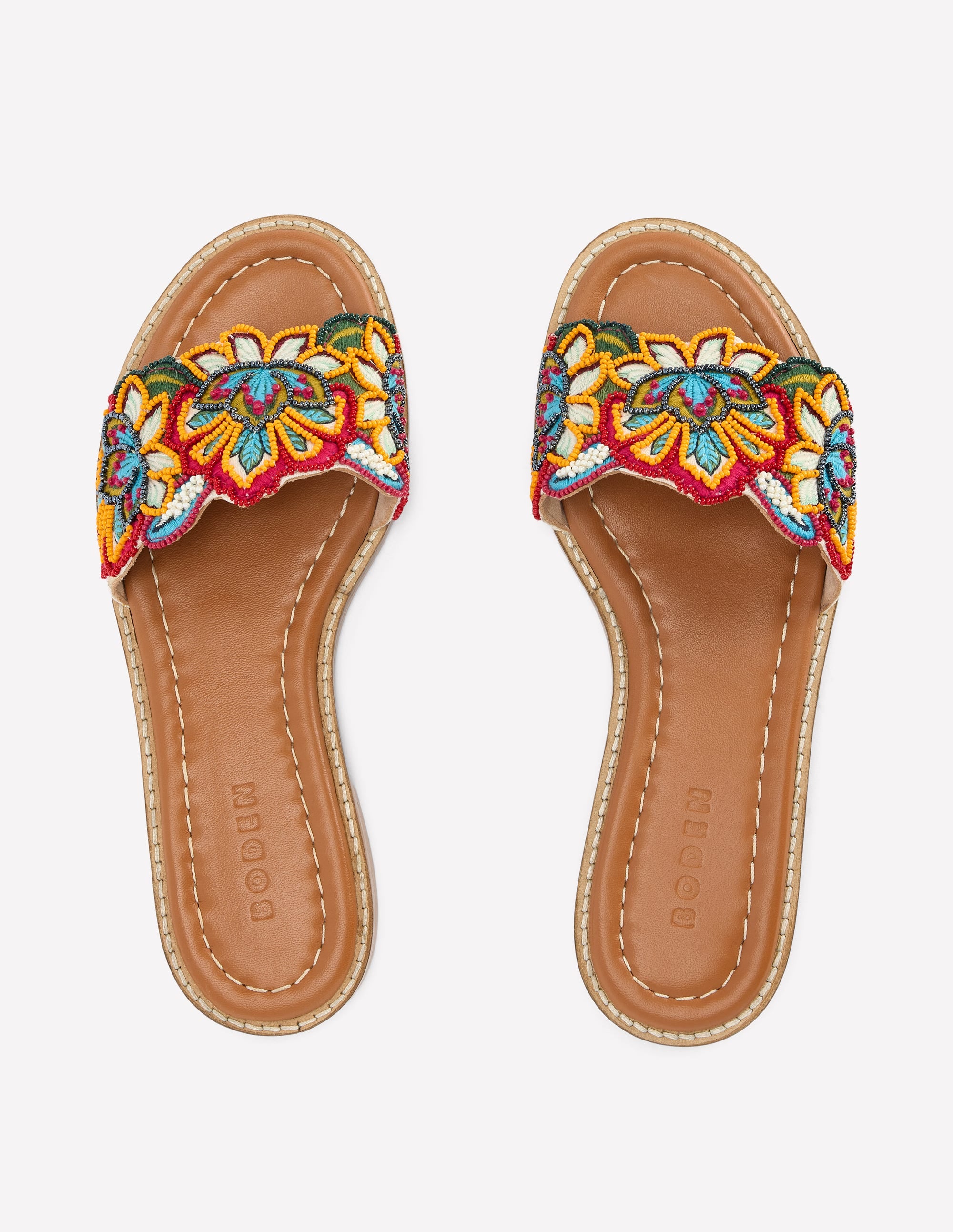 Beaded Flower Flat Sandal-Floral Multi Embroidery - Image 5
