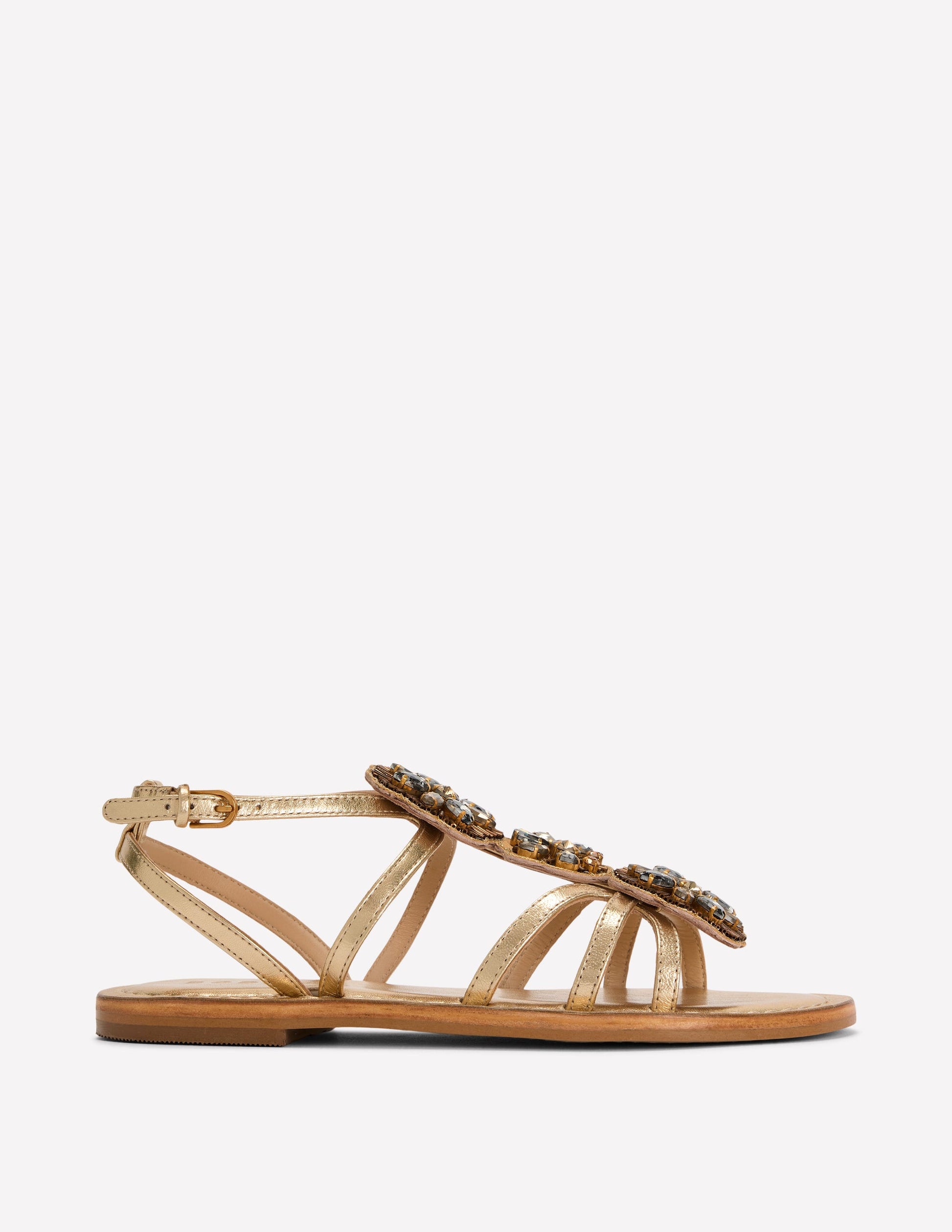 Crystal Flat Sandals-Gold-1