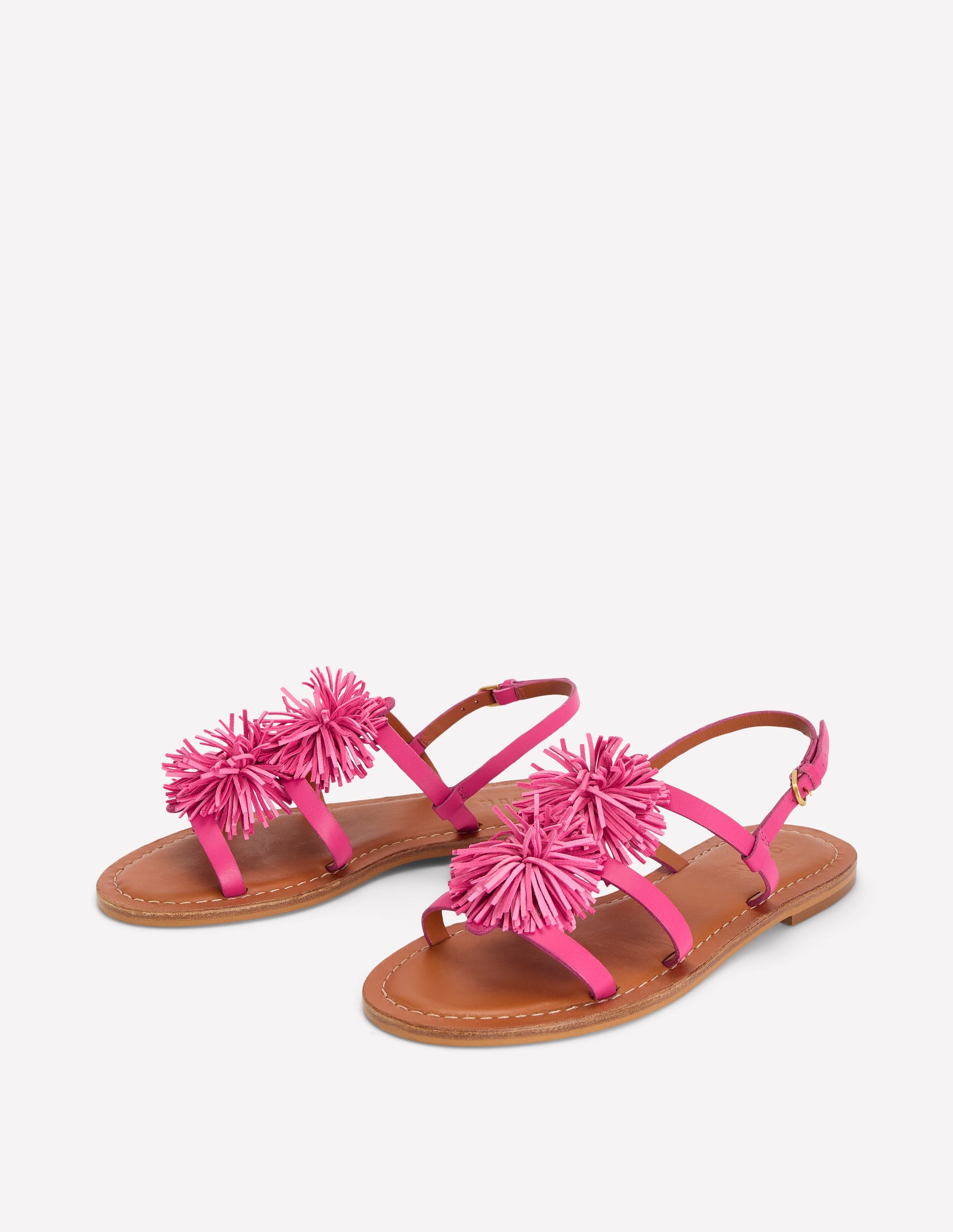 Pom Pom Flat Sandals-Pink - Image 3
