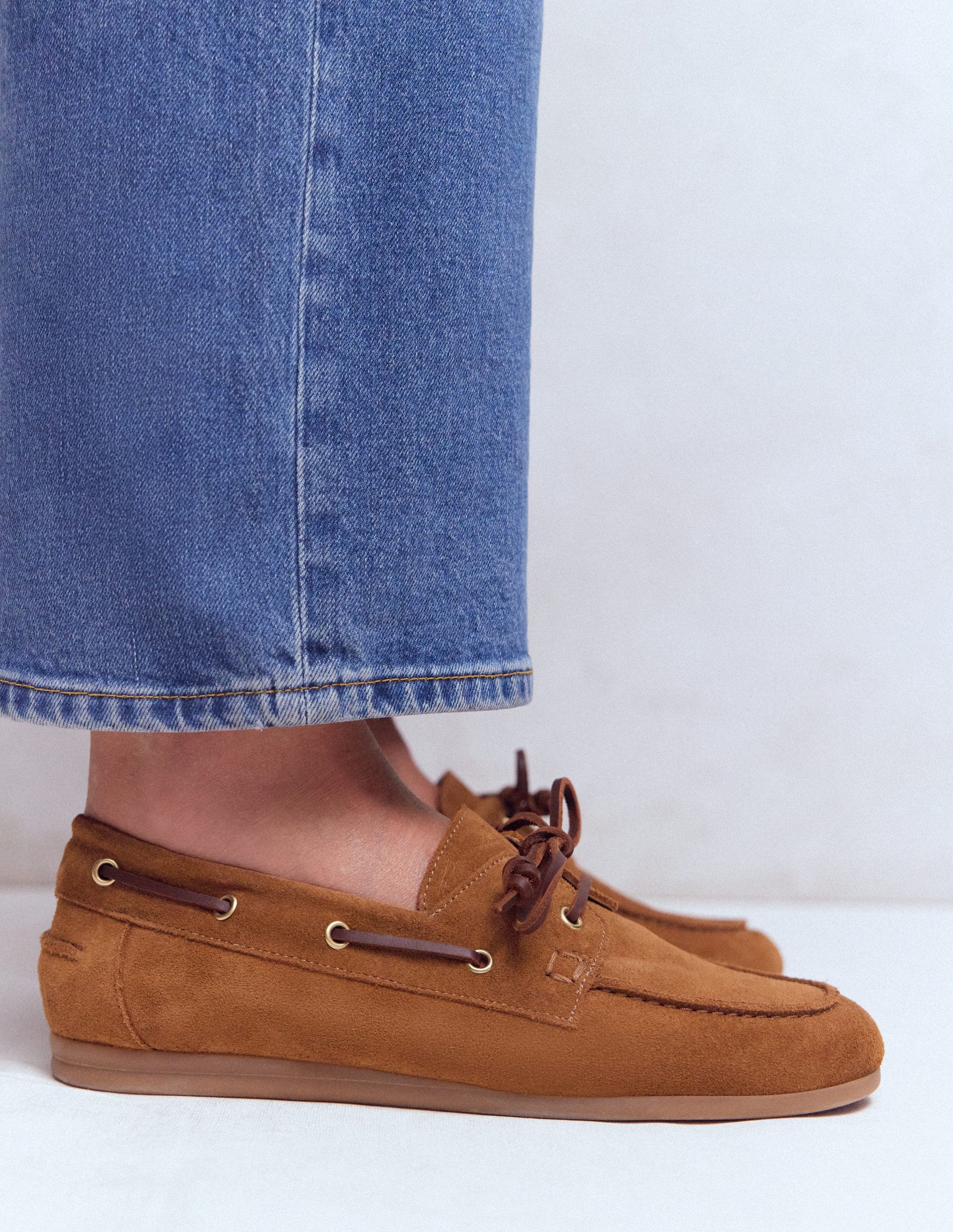 Lace-Up Boat Shoes-Tan-2
