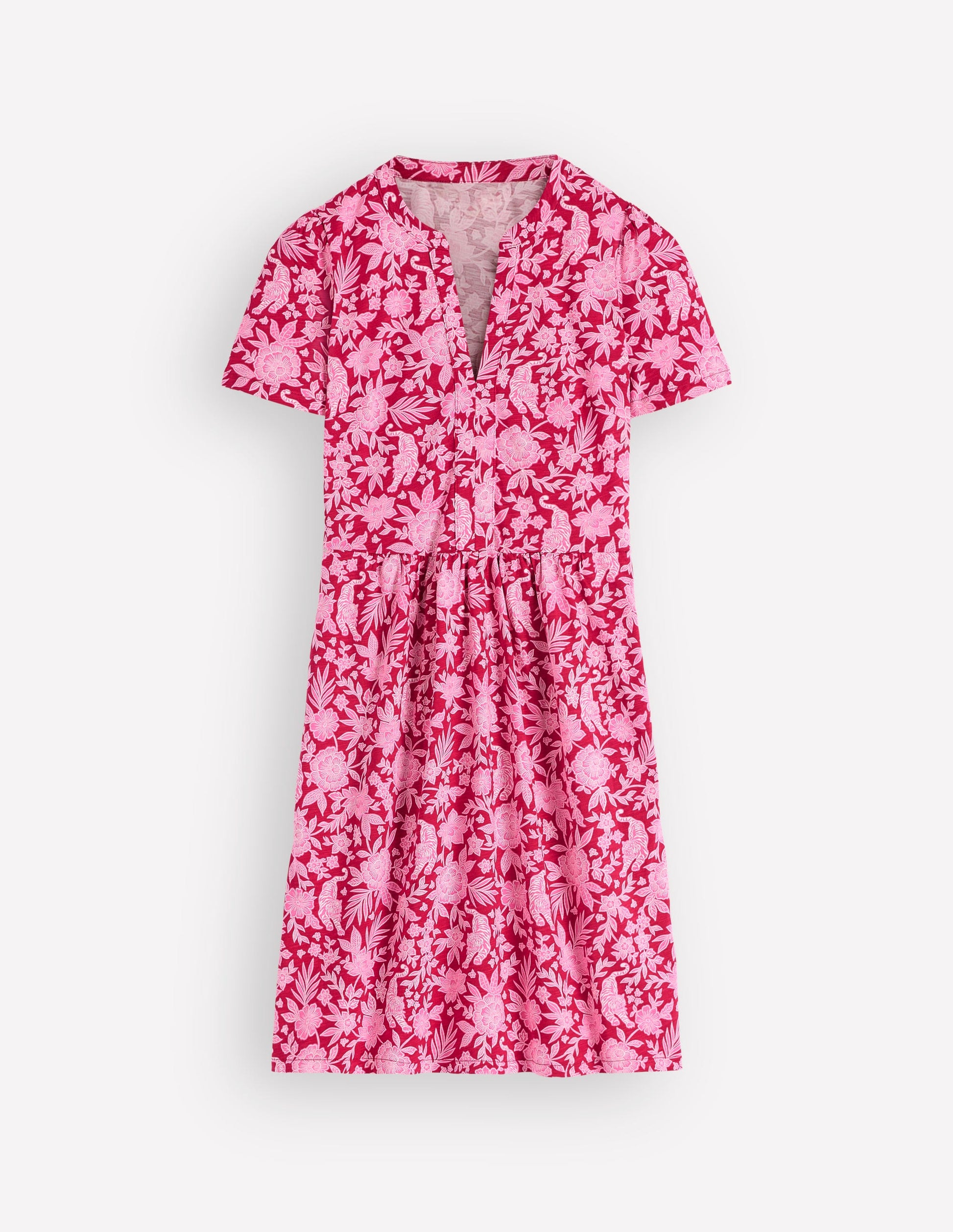 Naomi Short Sleeve Dress-Pomegranate, Tigers Paradise | Boden USA Naomi Short Sleeve Dress-Pomegranate, Tigers Paradise | Boden USA