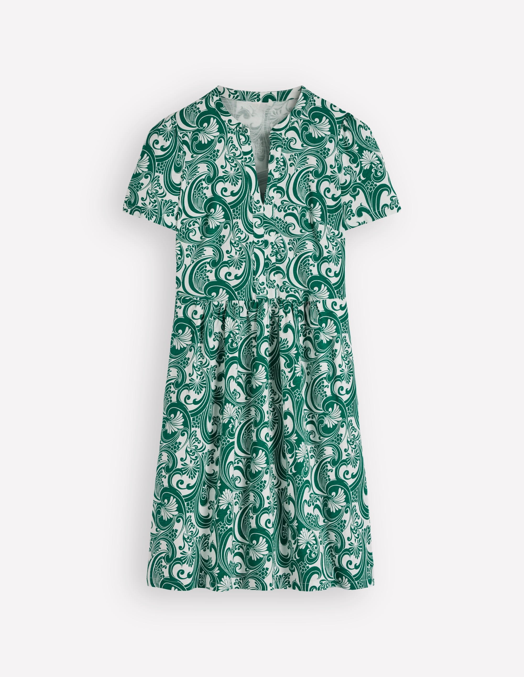 Naomi Short Sleeve Dress-Jewel Green, Foliage Whirl - Image 8