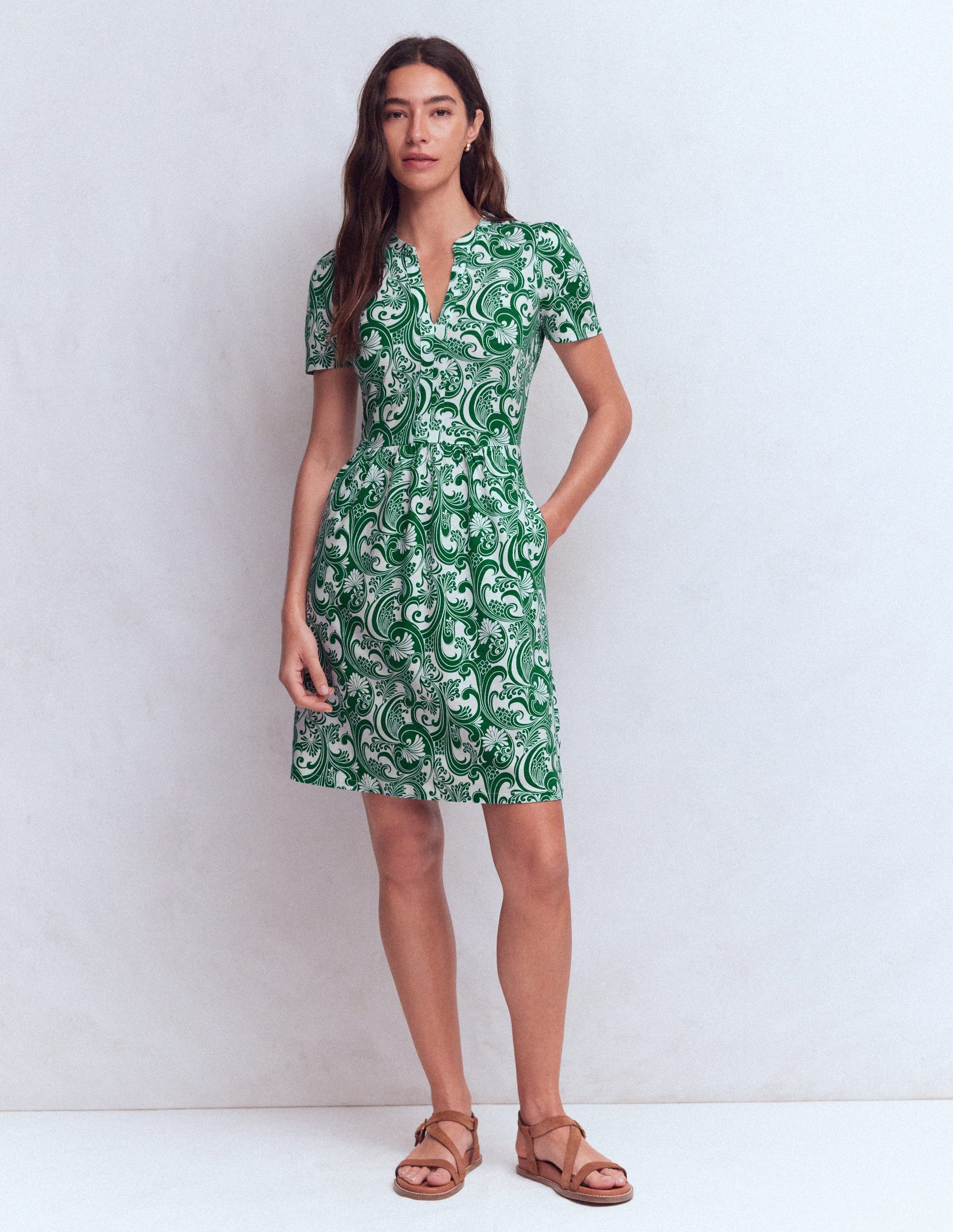 naomi green dress Boden Women's Naomi Short Sleeve Dress in Green