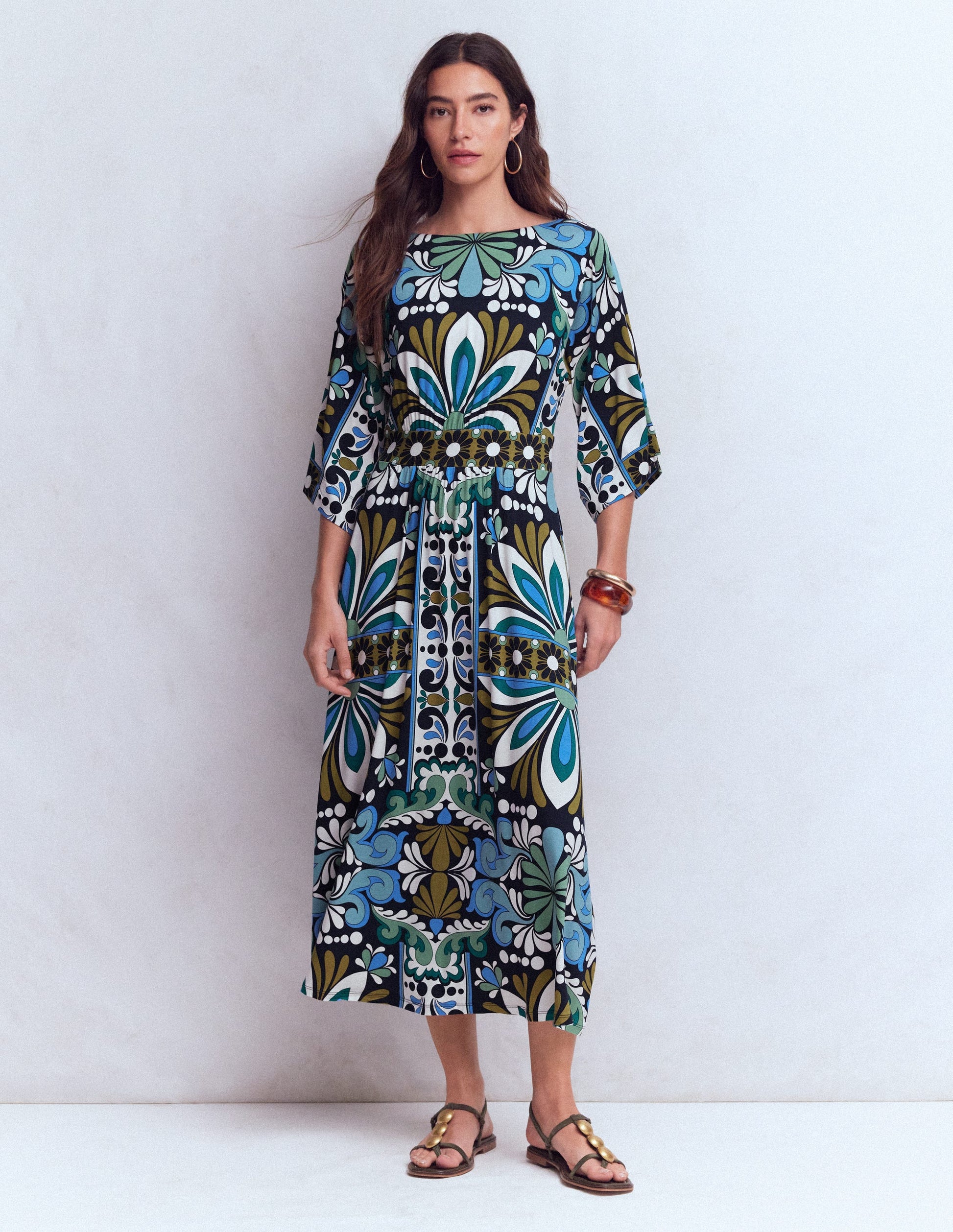silk jersey dress Boden Women's Imelda Kimono Jersey Dress in Blue