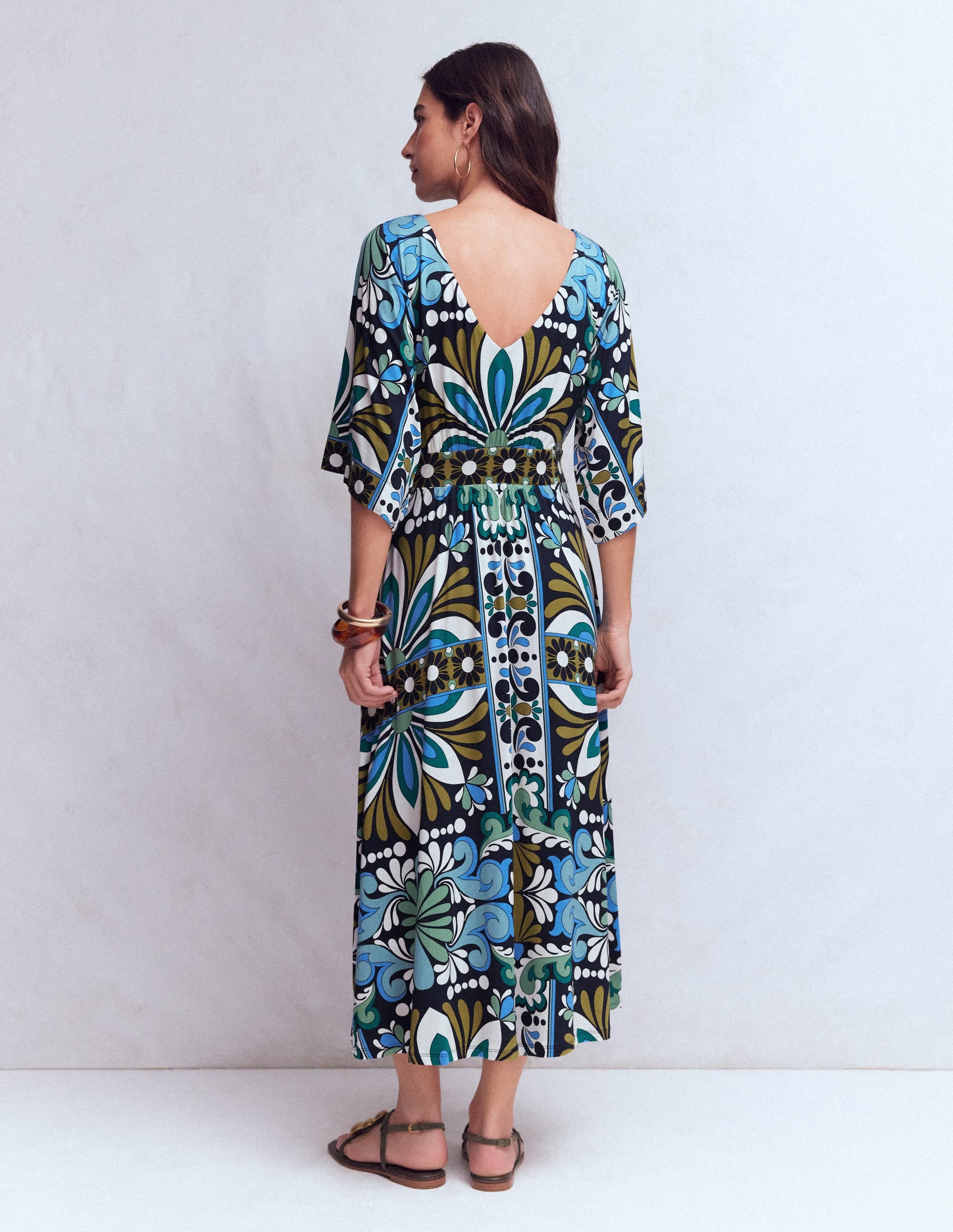 Imelda Kimono Jersey Dress - Navy, Bloom Tapestry | Boden USA