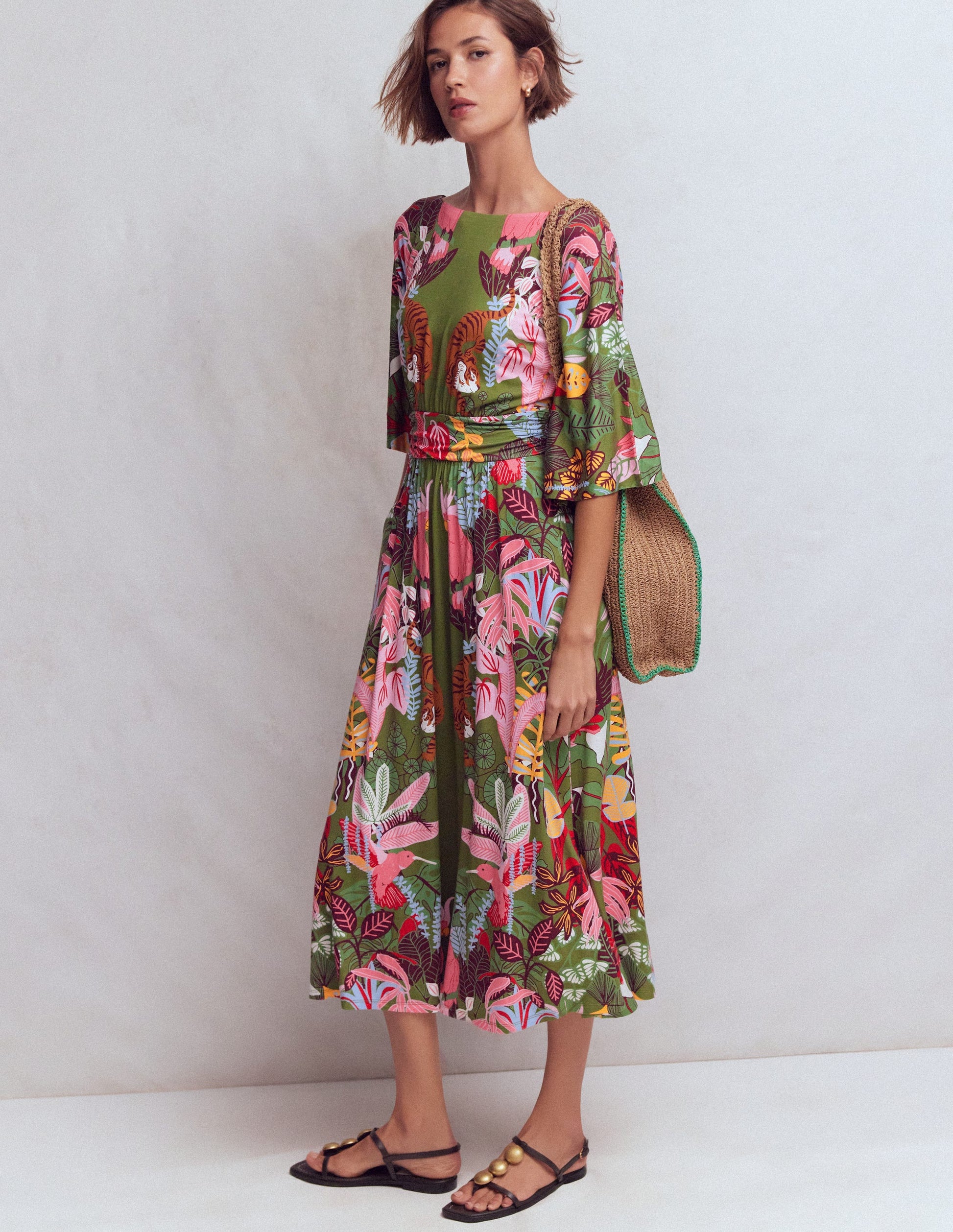 dresses classy Boden Women's Imelda Kimono Jersey Dress in Green