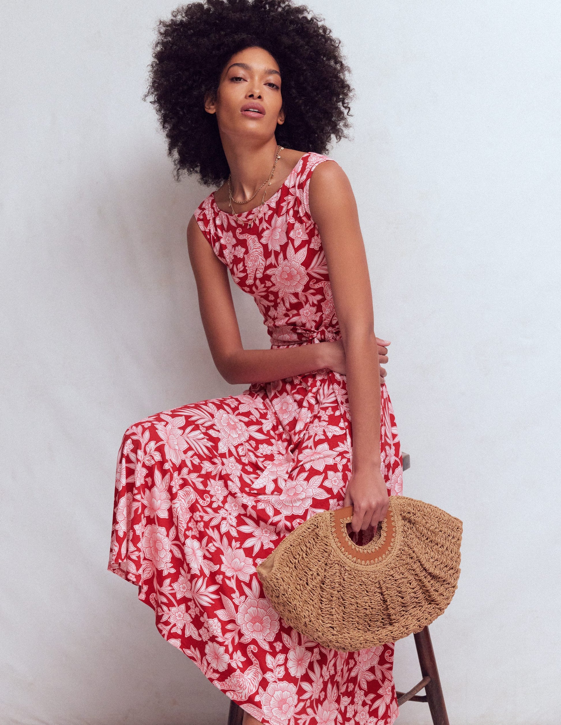 Boden Women's Tamsin Jersey Midi Dress in Red