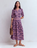 Amber Pleat Jersey Midi Dress-Calla Lilly, Blossom Grove