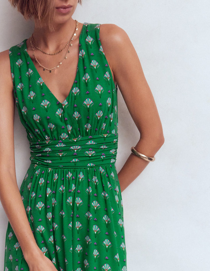 slim fit dress slacks Arabella Cotton Maxi Dress-Green Elegant Blossom