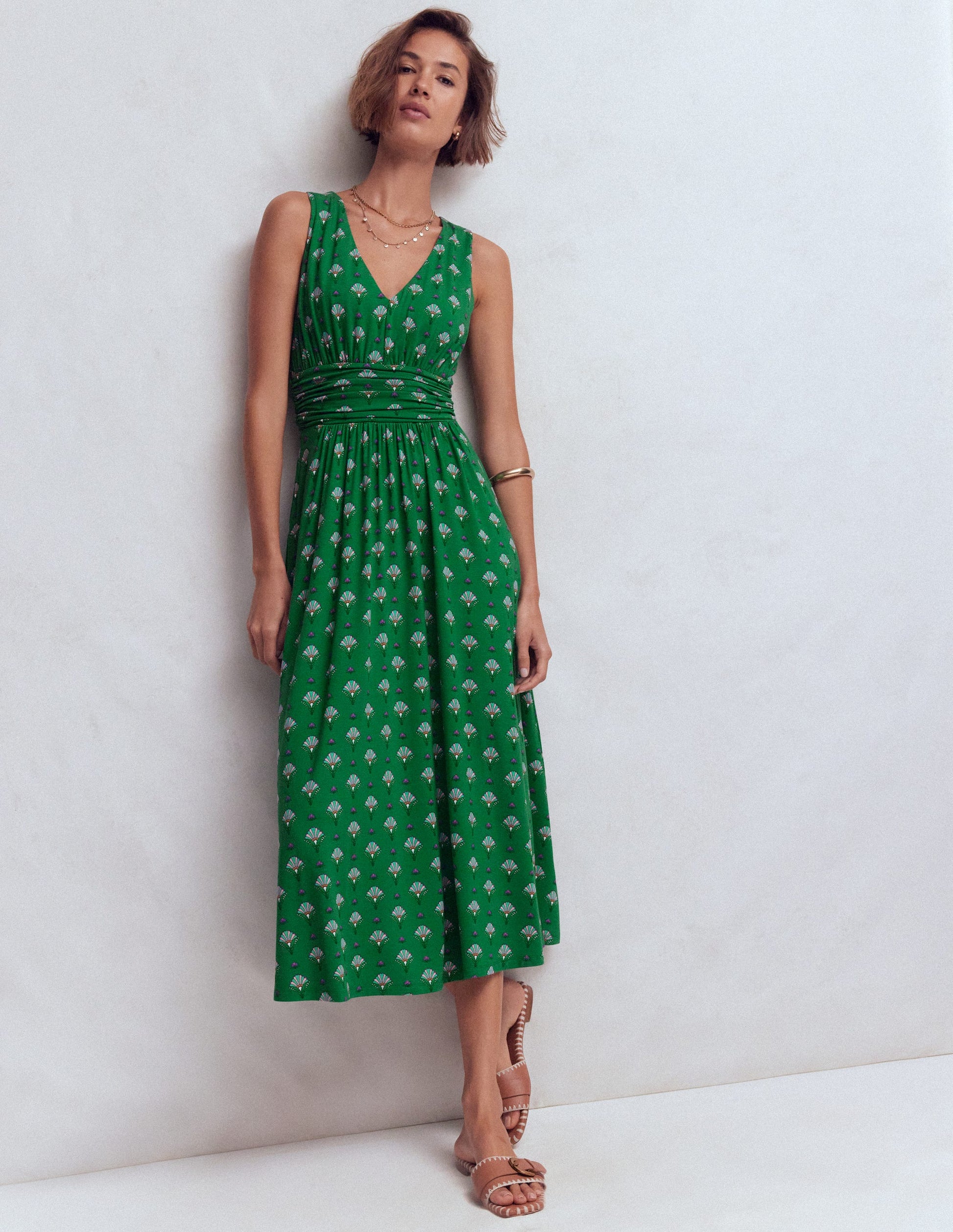 Elodie Jersey Maxi Dress-Green, Ornamental Floweret-4