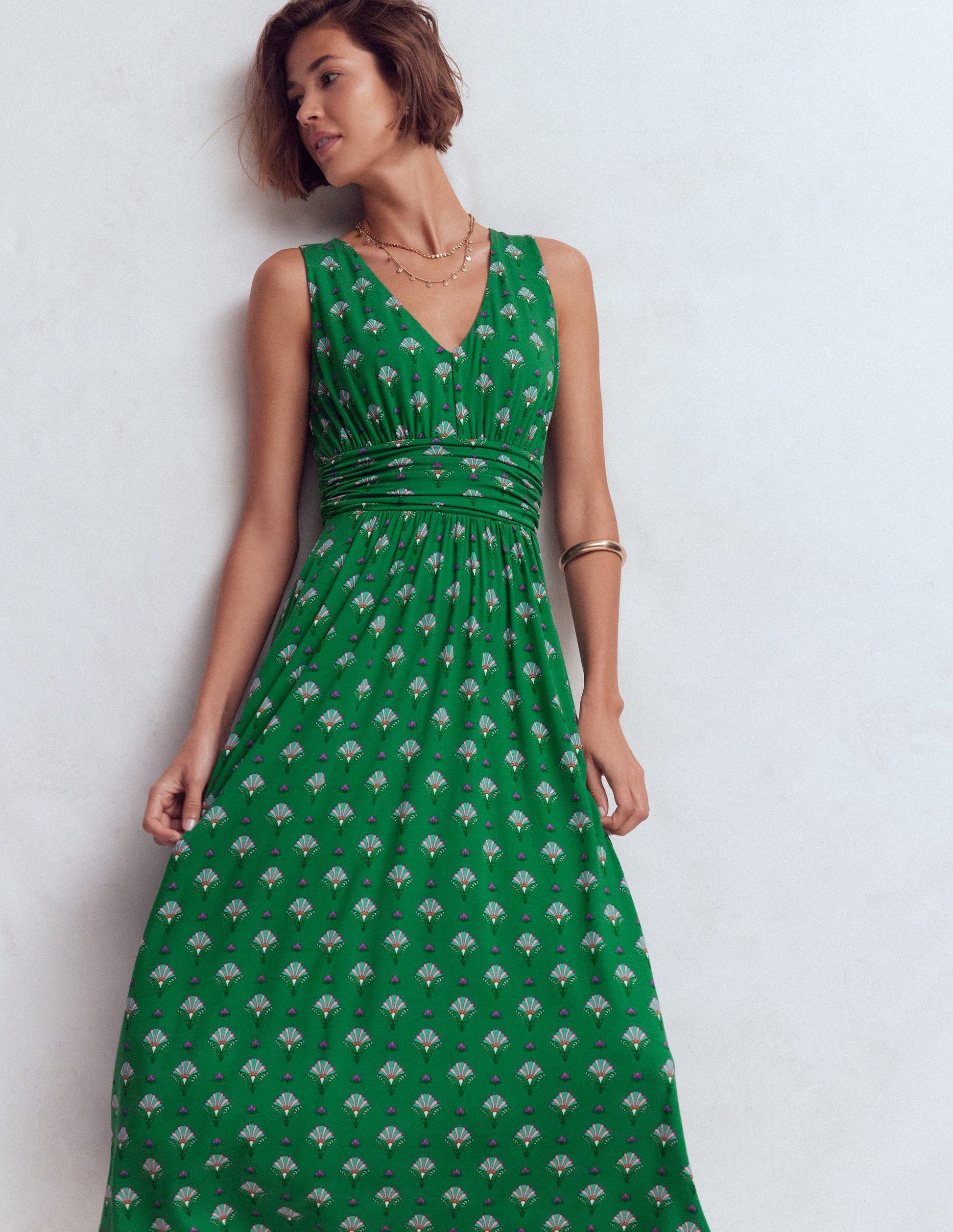 Elodie Jersey Maxi Dress-Green, Ornamental Floweret-5