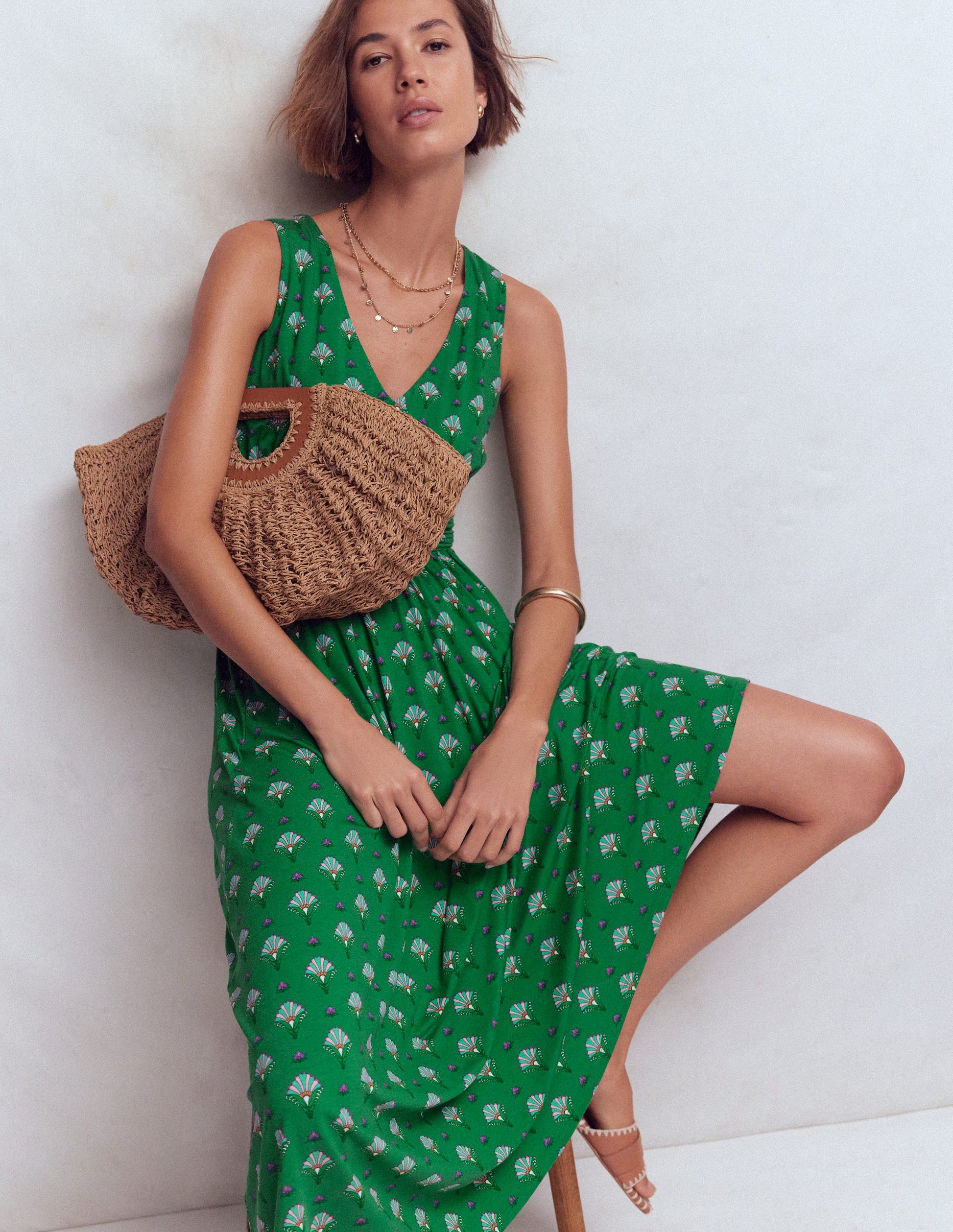 Elodie Jersey Maxi Dress-Green, Ornamental Floweret | Boden USA Elodie Jersey Maxi Dress-Green, Ornamental Floweret | Boden USA