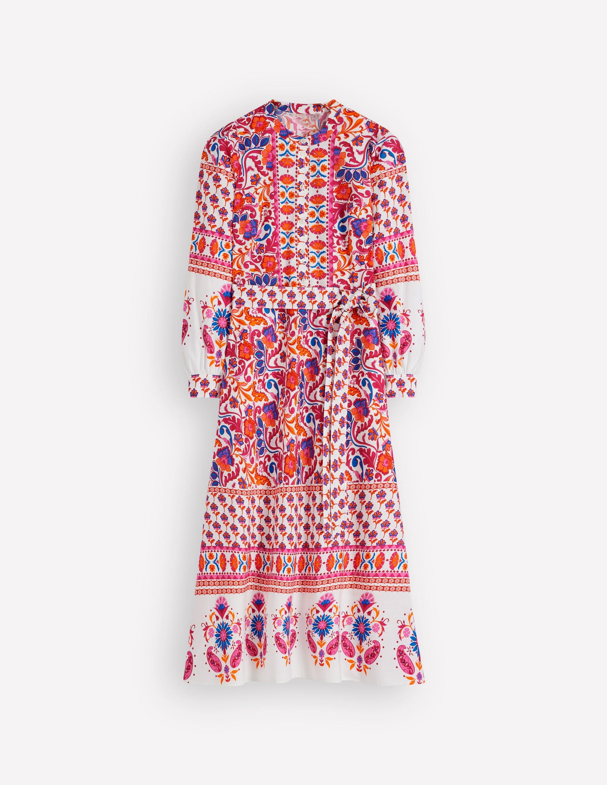 Ava Cotton Midi Dress-Pink Flourishing Meadow Border-7