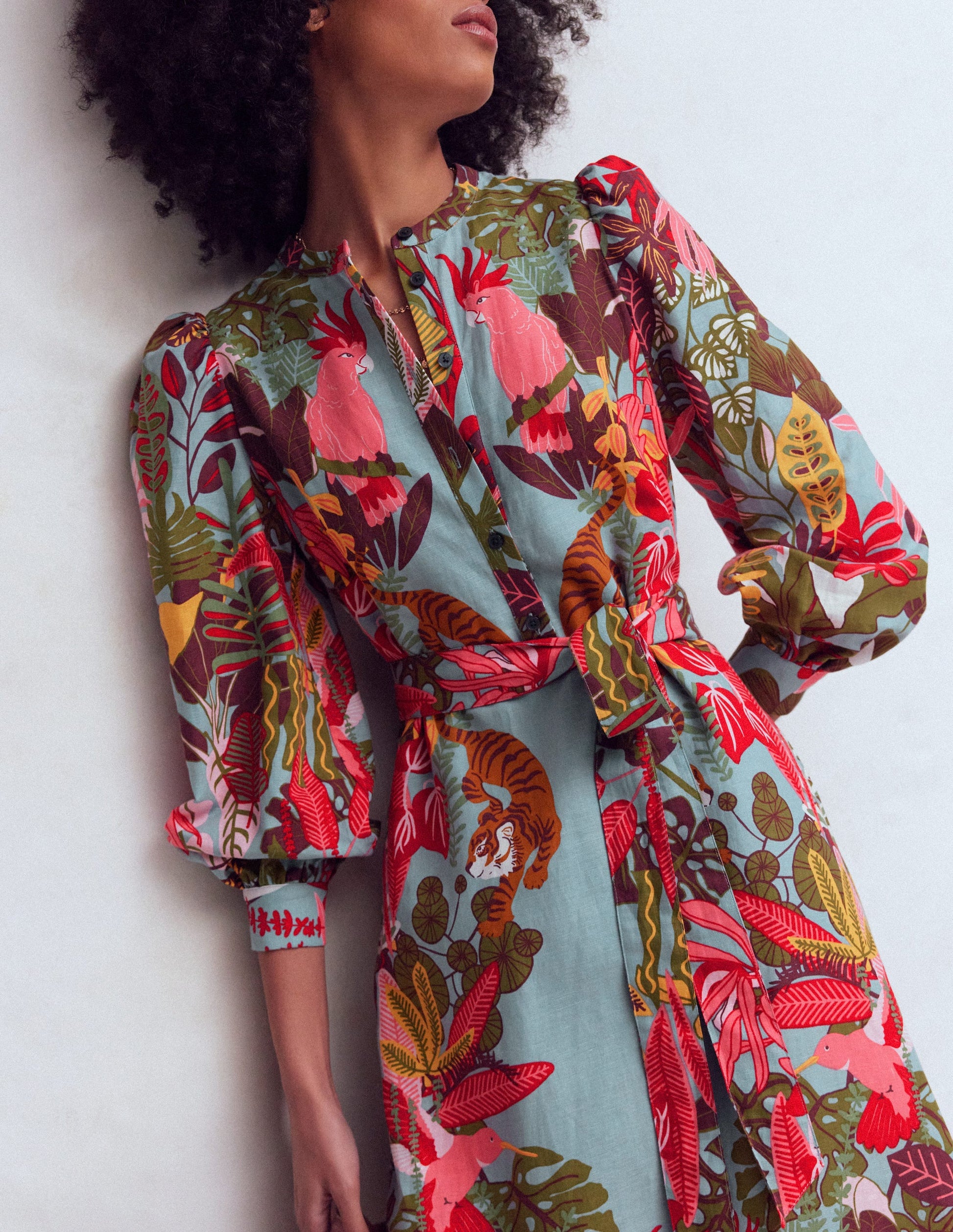 Ava Linen Blend Midi Dress-Blue Tropical Safari Placement-3