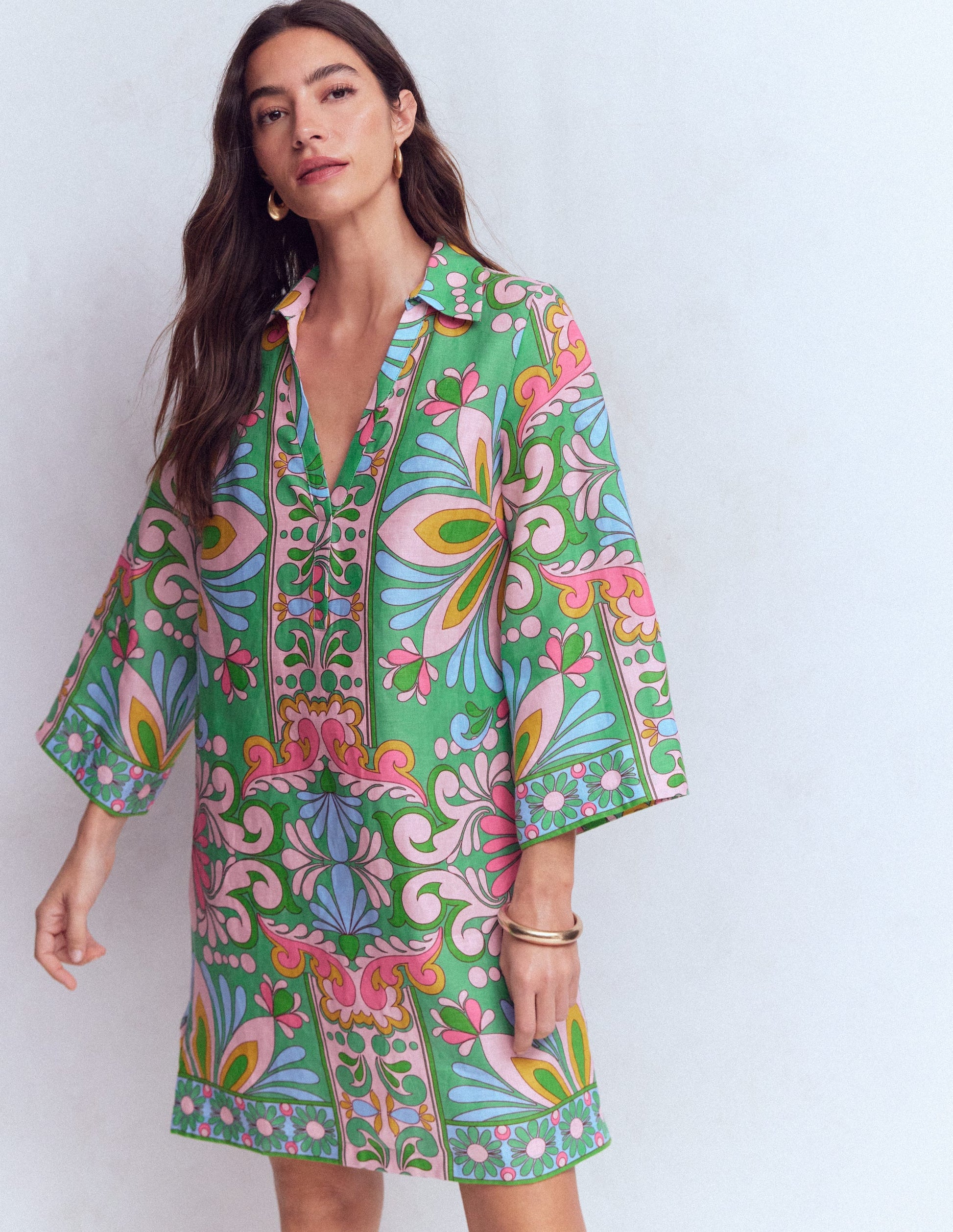 Carmen Linen Short Dress-Multi Bloom Tapestry | Boden USA Carmen Linen Short Dress-Multi Bloom Tapestry | Boden USA