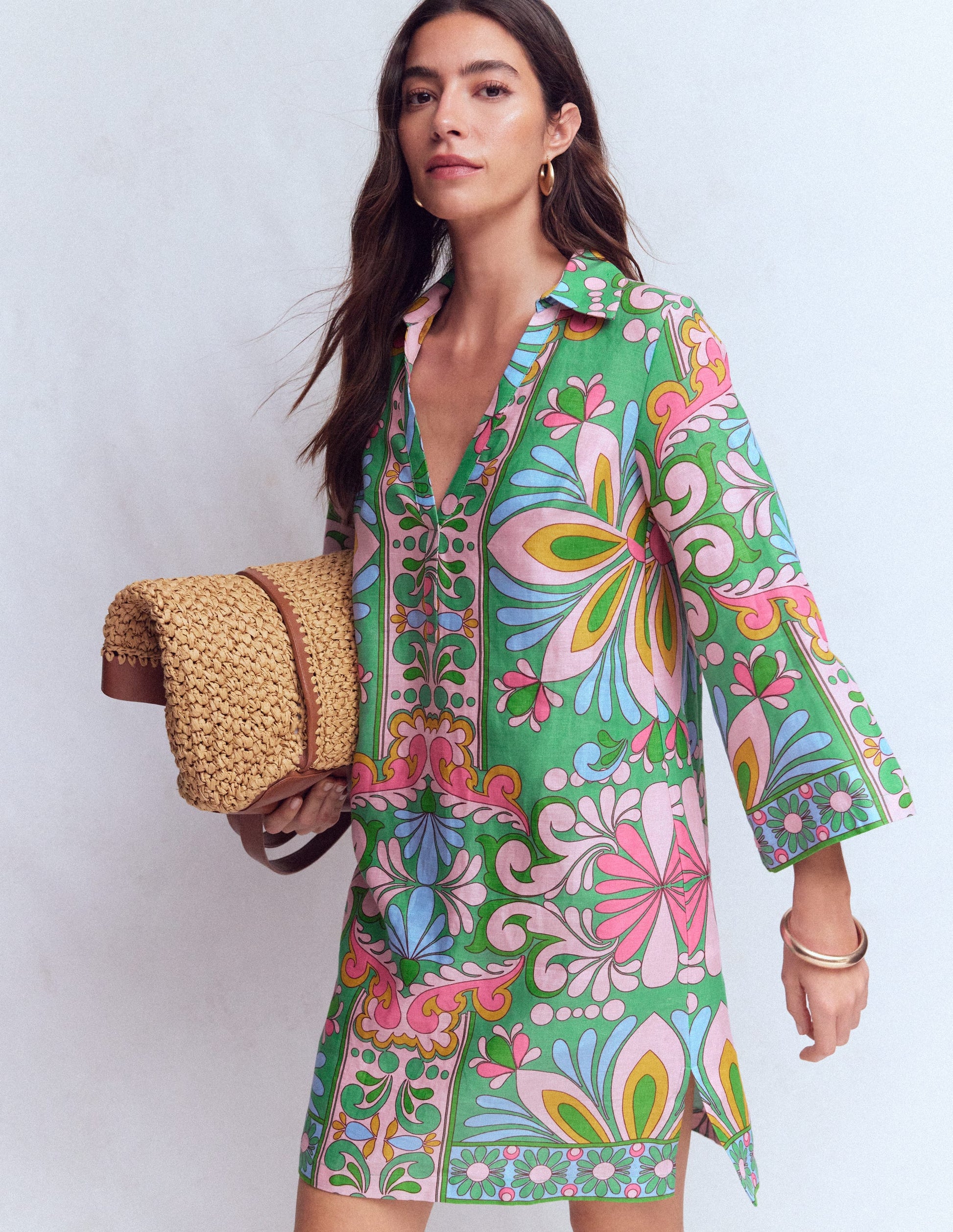 Carmen Linen Short Dress-Multi Bloom Tapestry | Boden USA Carmen Linen Short Dress-Multi Bloom Tapestry | Boden USA