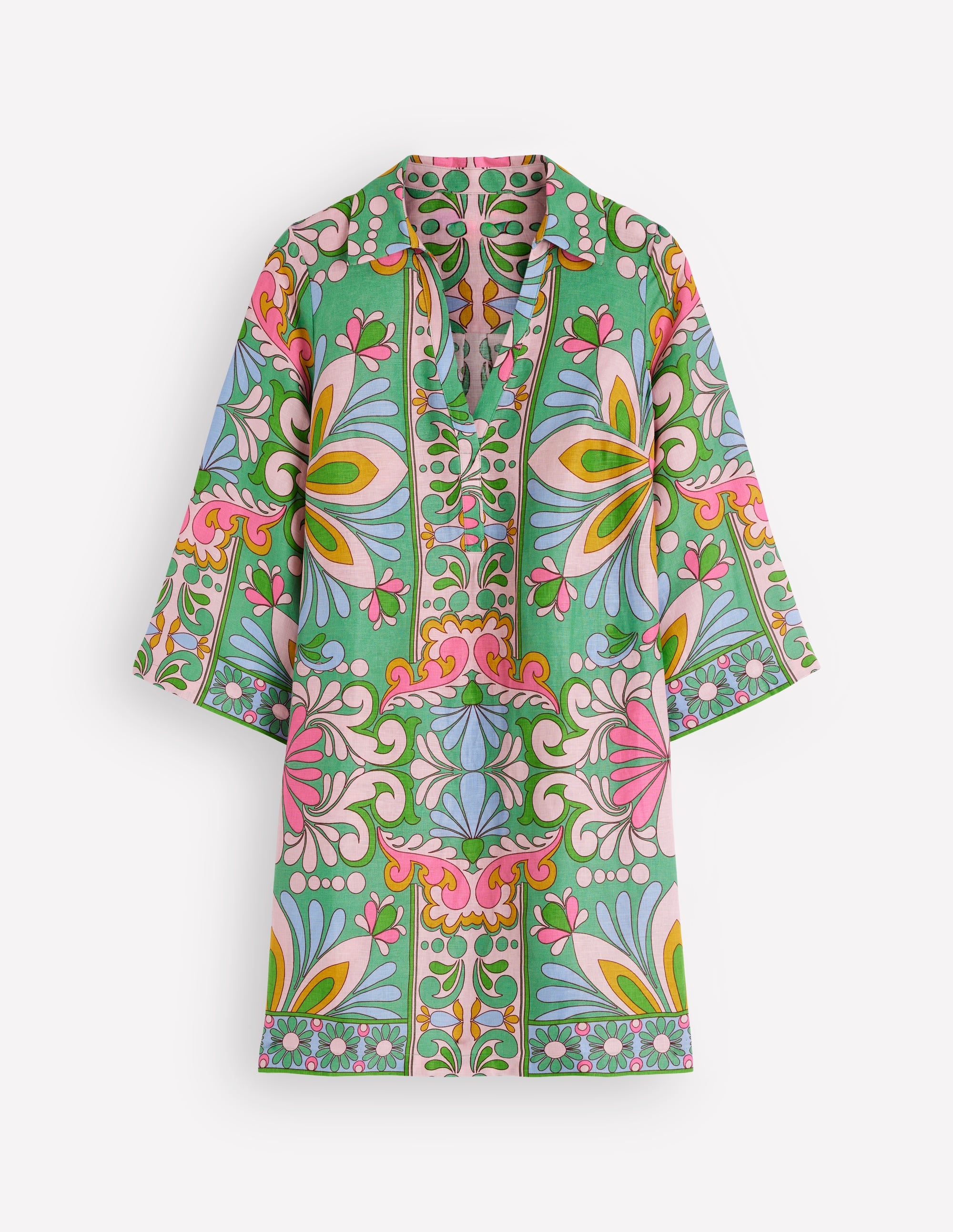 Carmen Linen Short Dress-Multi, Bloom Tapestry - Image 7