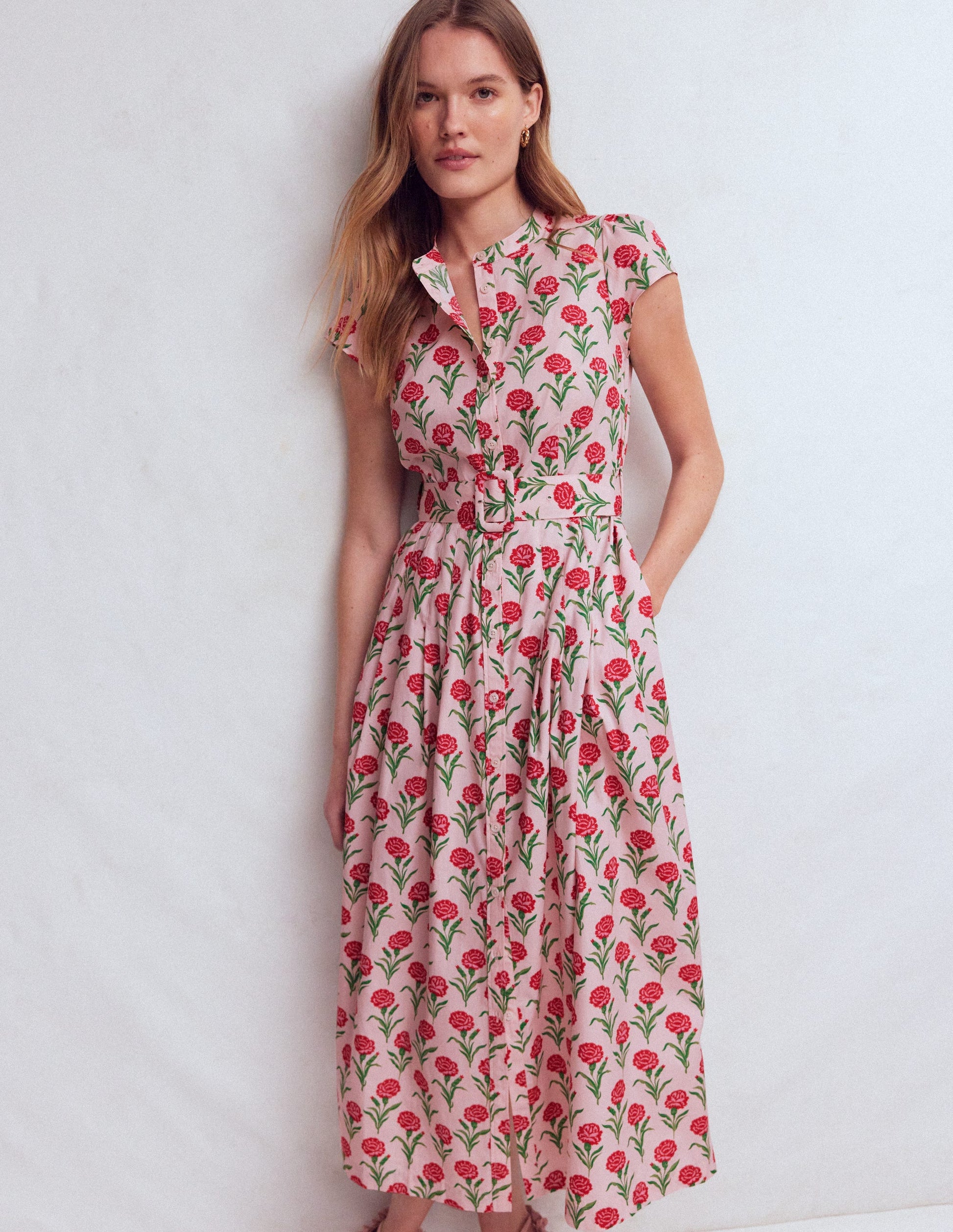 Arabella Cotton Maxi Dress-Pink Carnation Stem-2