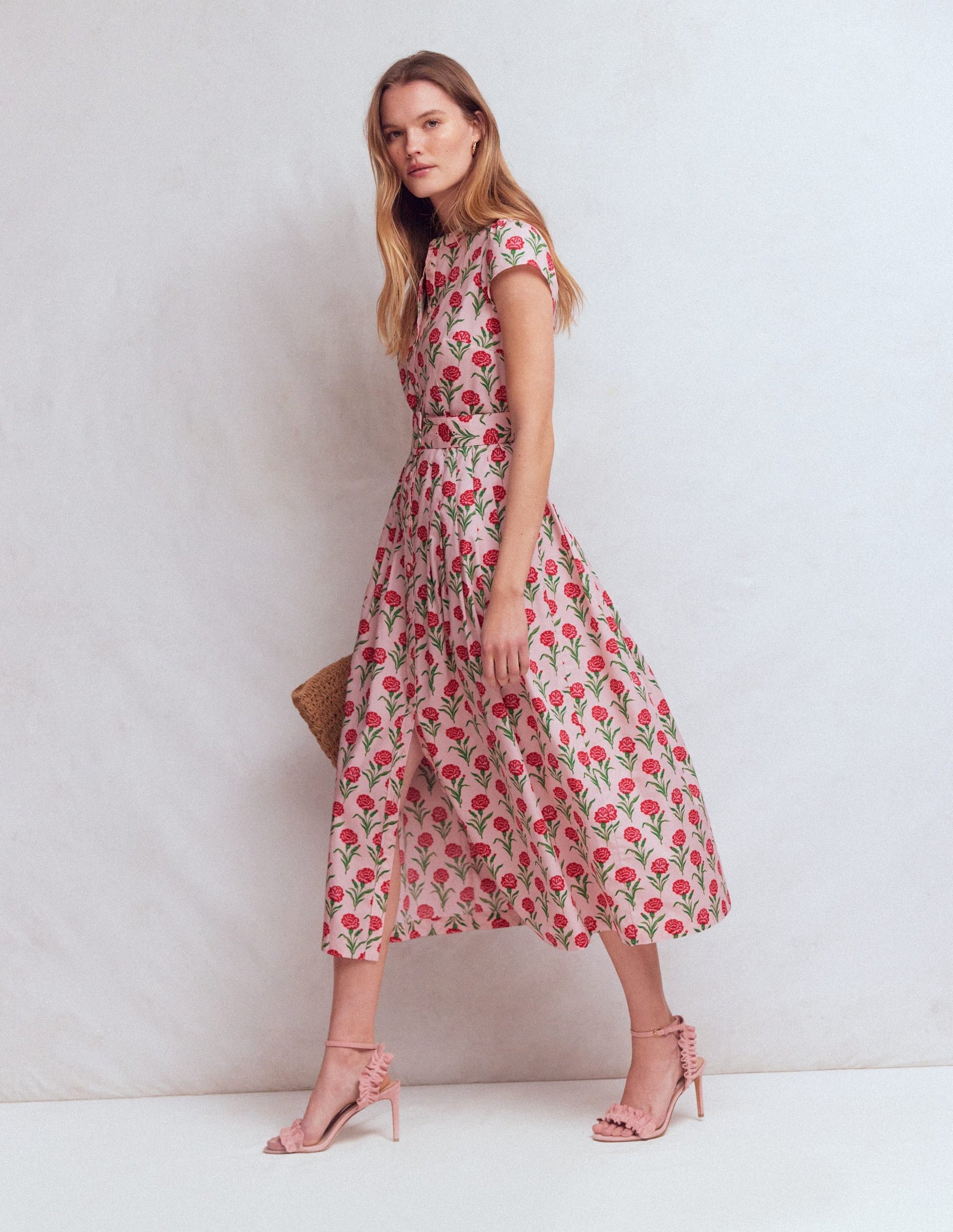 Arabella Cotton Maxi Dress-Pink Carnation Stem | Boden USA Arabella Cotton Maxi Dress-Pink Carnation Stem | Boden USA