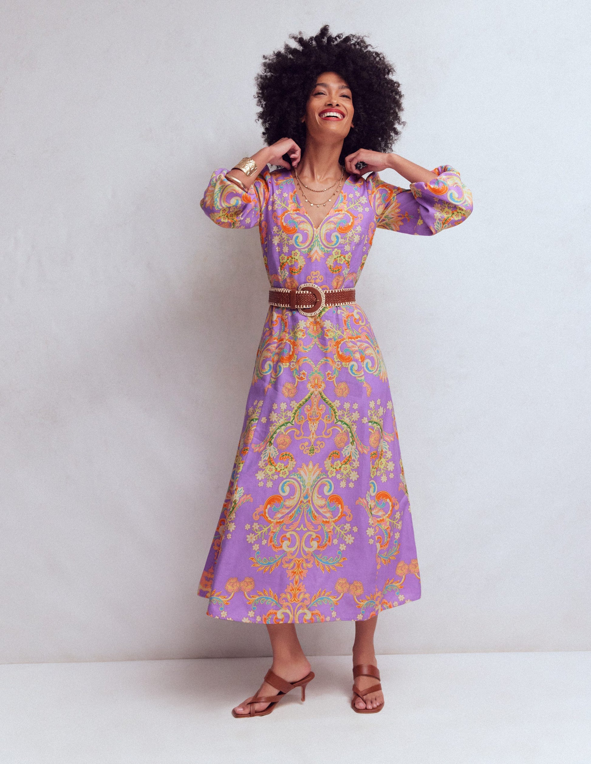 Boden Women's Florence Linen Blend Dress in Purple | Size 4 Boden Women's Florence Linen Blend Dress in Purple | Size 4