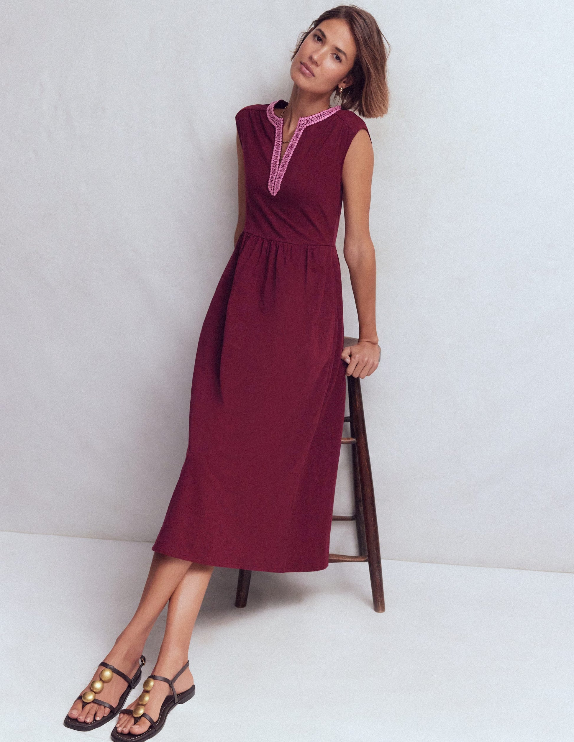 Boden Women's May Jersey Midi Dress in Purple | Size 20/22