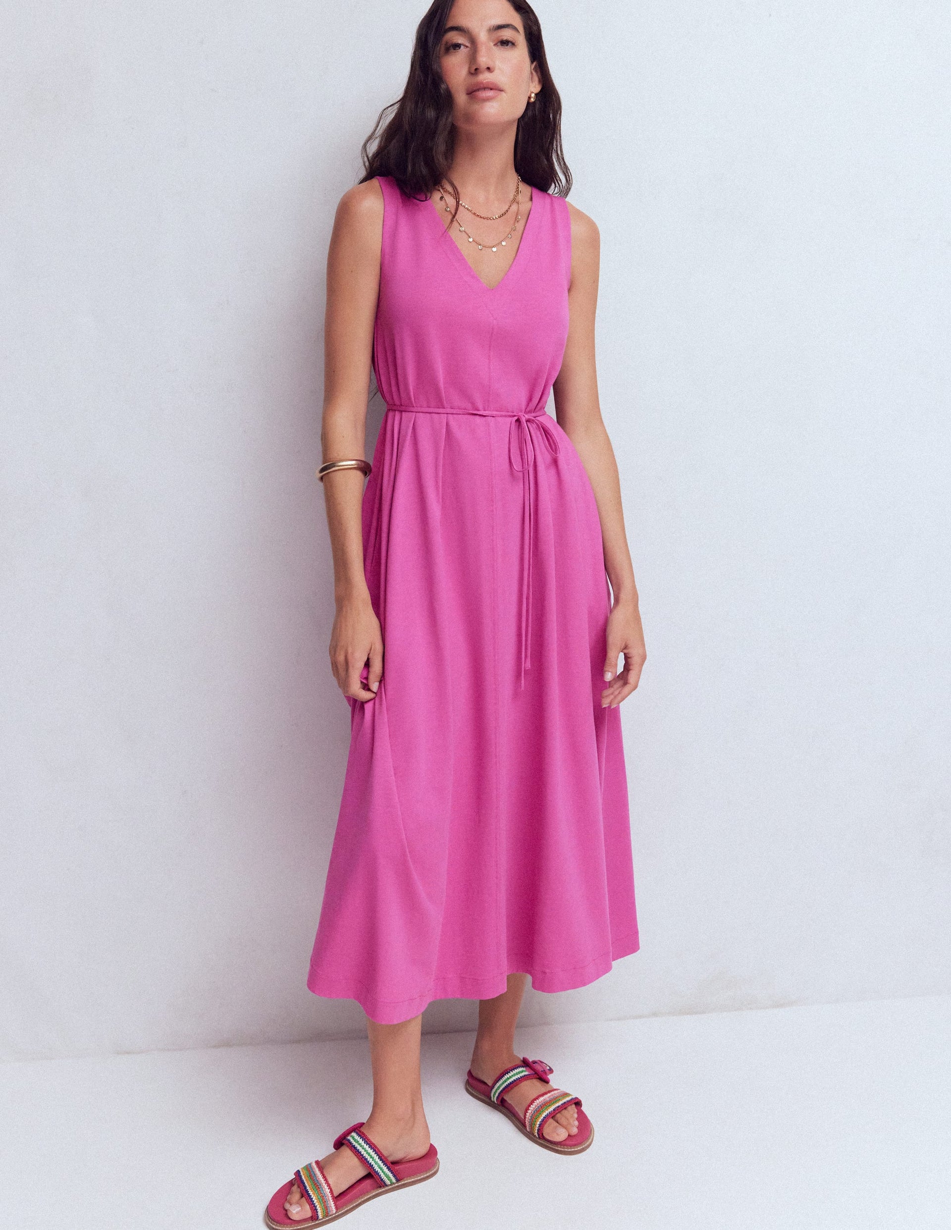 Boden Women's Mia V-neck Jersey Midi Dress in Purple