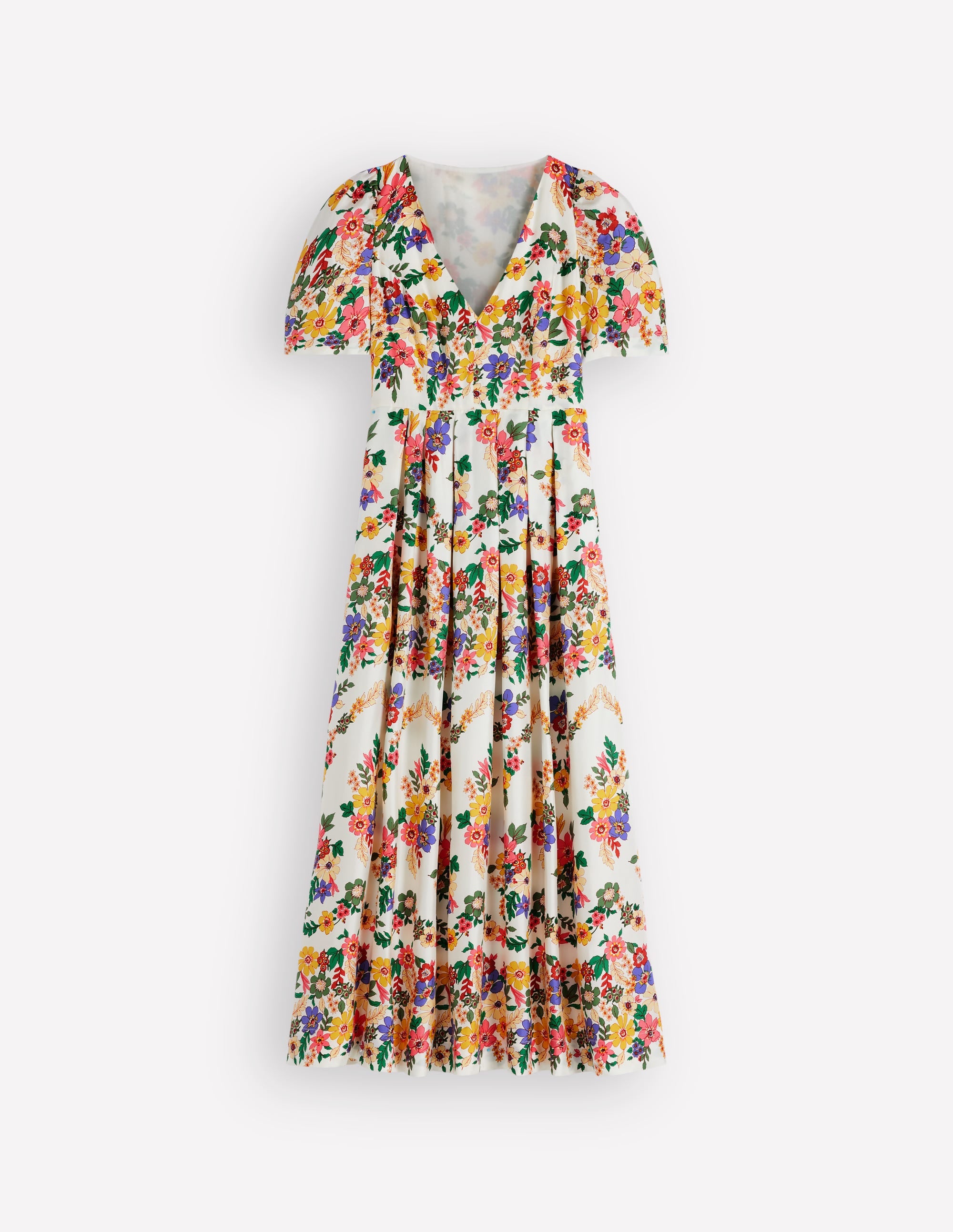 Pleat V-neck Dress-Multi Meadow Flowers - Image 7
