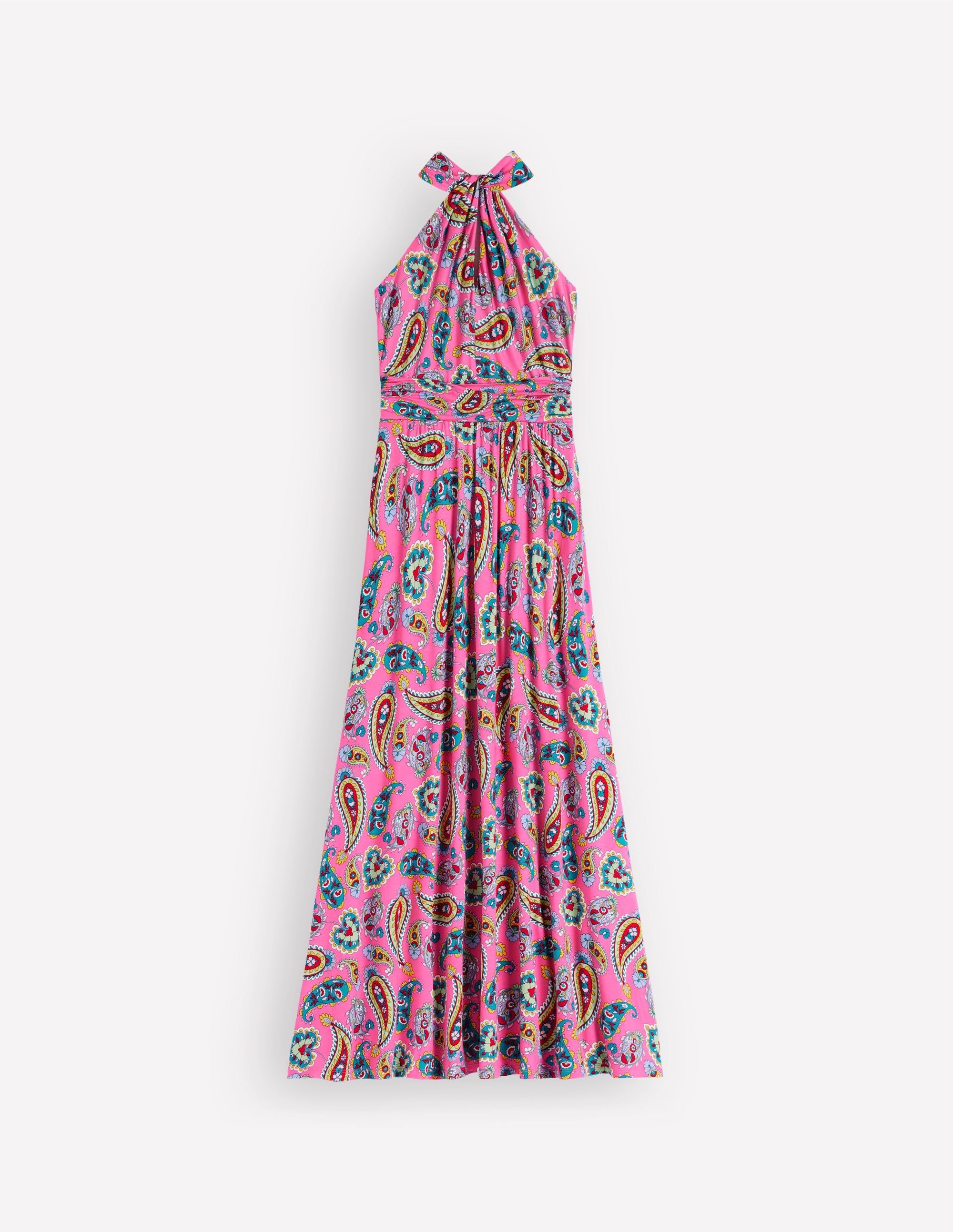 Sydney Twist Neck Jersey Dress-Brillant Pink, Radiant Paisley - Image 7