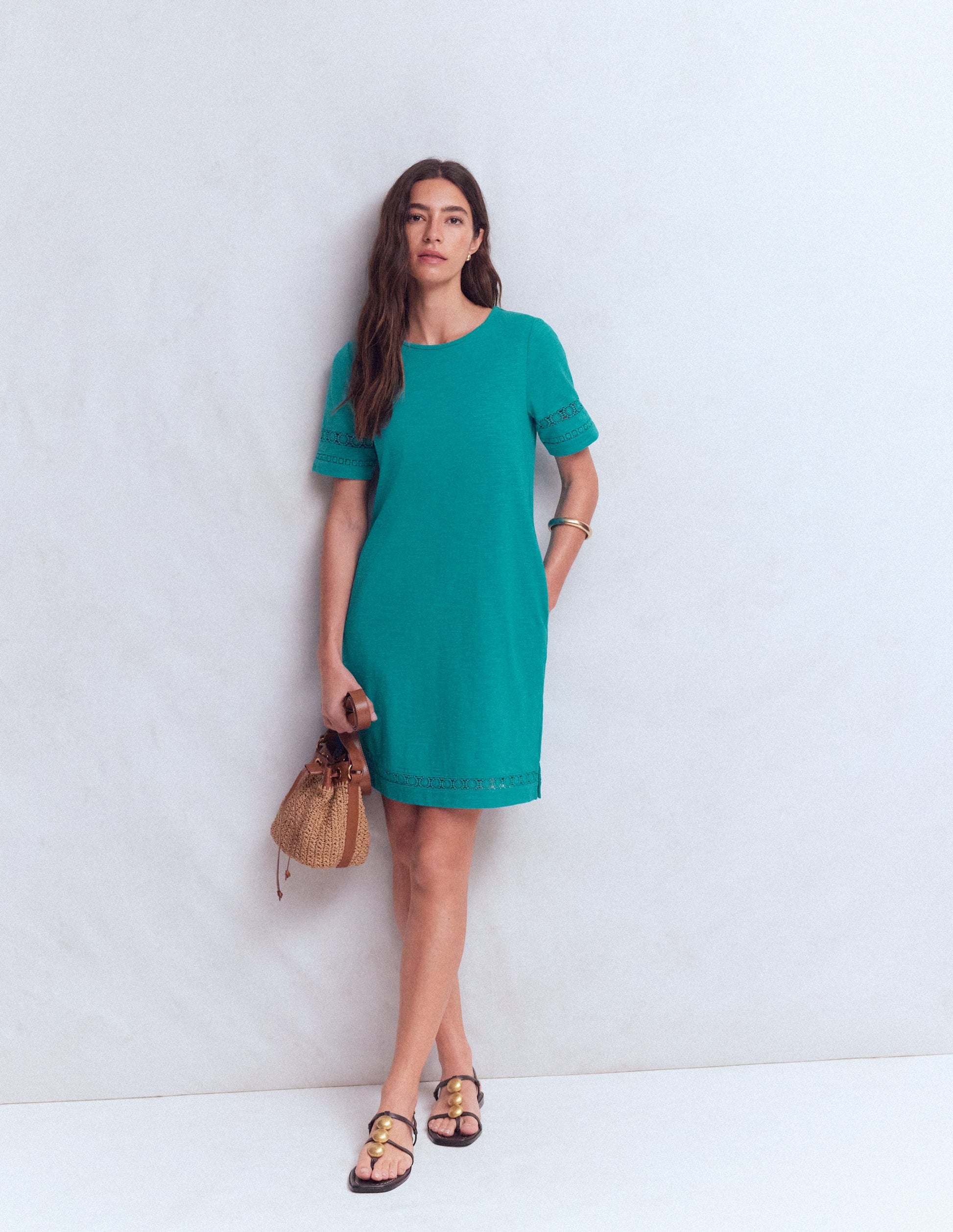 Hattie Jersey T-shirt Dress-Glaze Blue | Boden USA Hattie Jersey T-shirt Dress-Glaze Blue | Boden USA