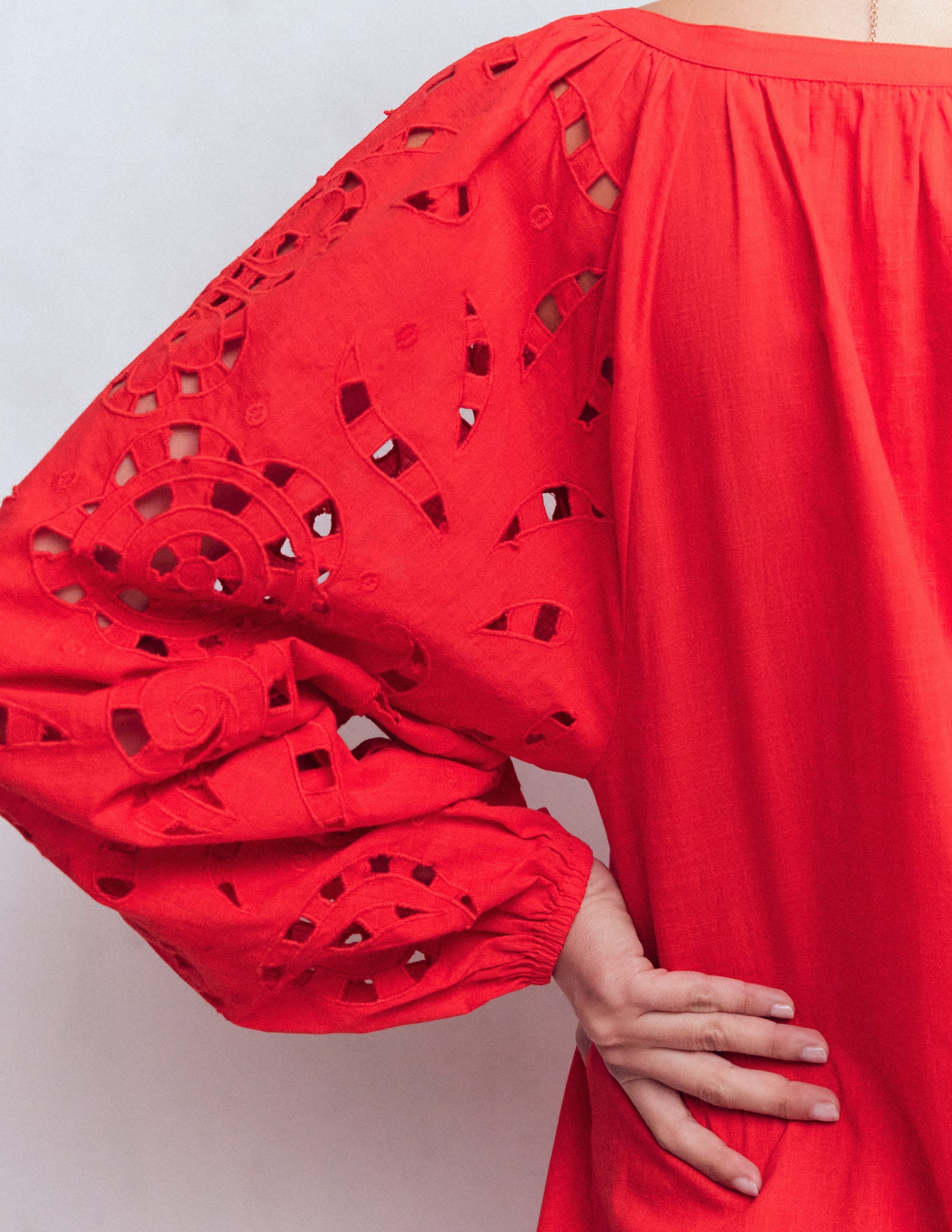 4270 Red Embroidered Sleeve Kaftan - Red Embroidery | Boden USA